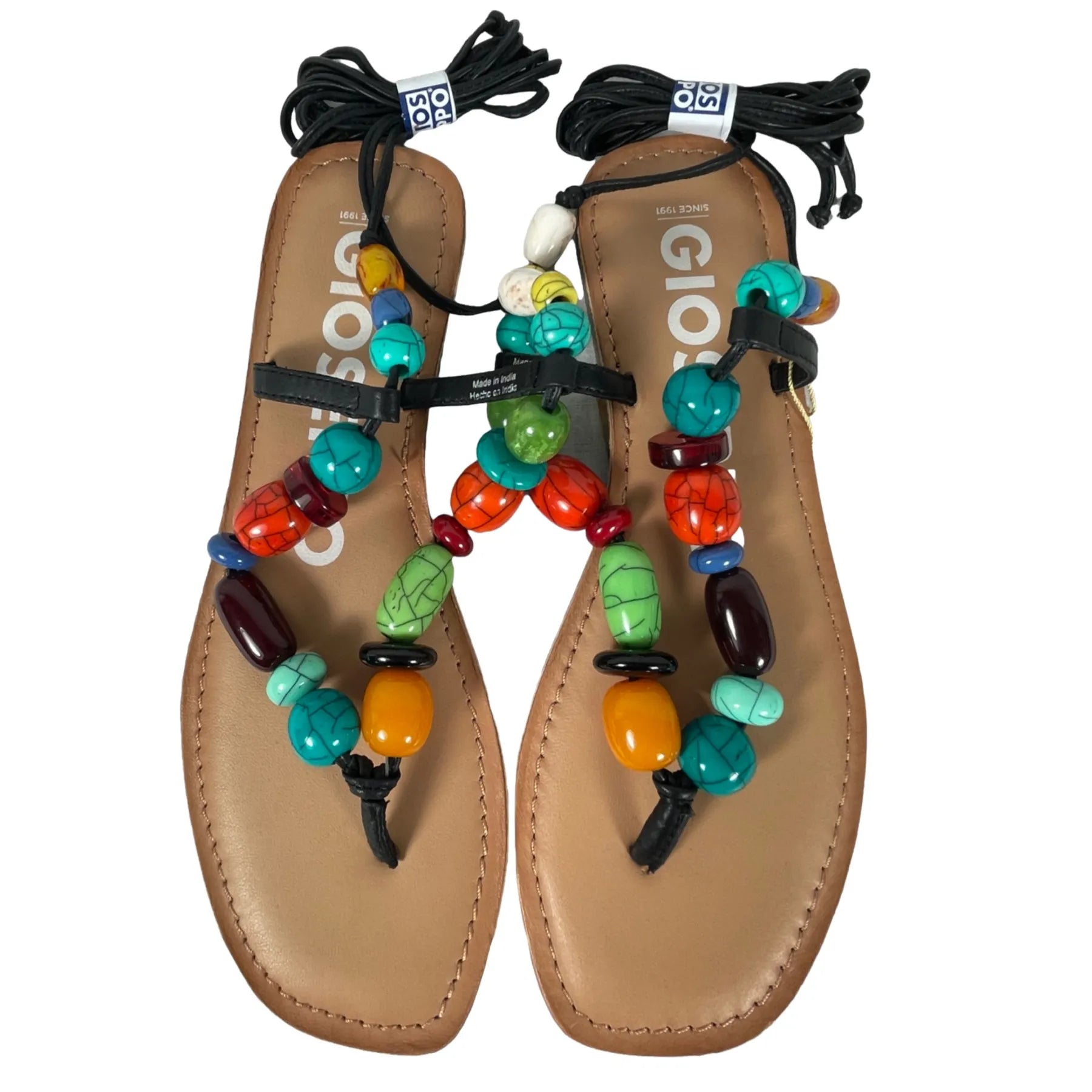 GIOSEPPO 69160 CHALLEX Damen Sandalette Zehentrenner Fesselriemen zum Binden multicolor