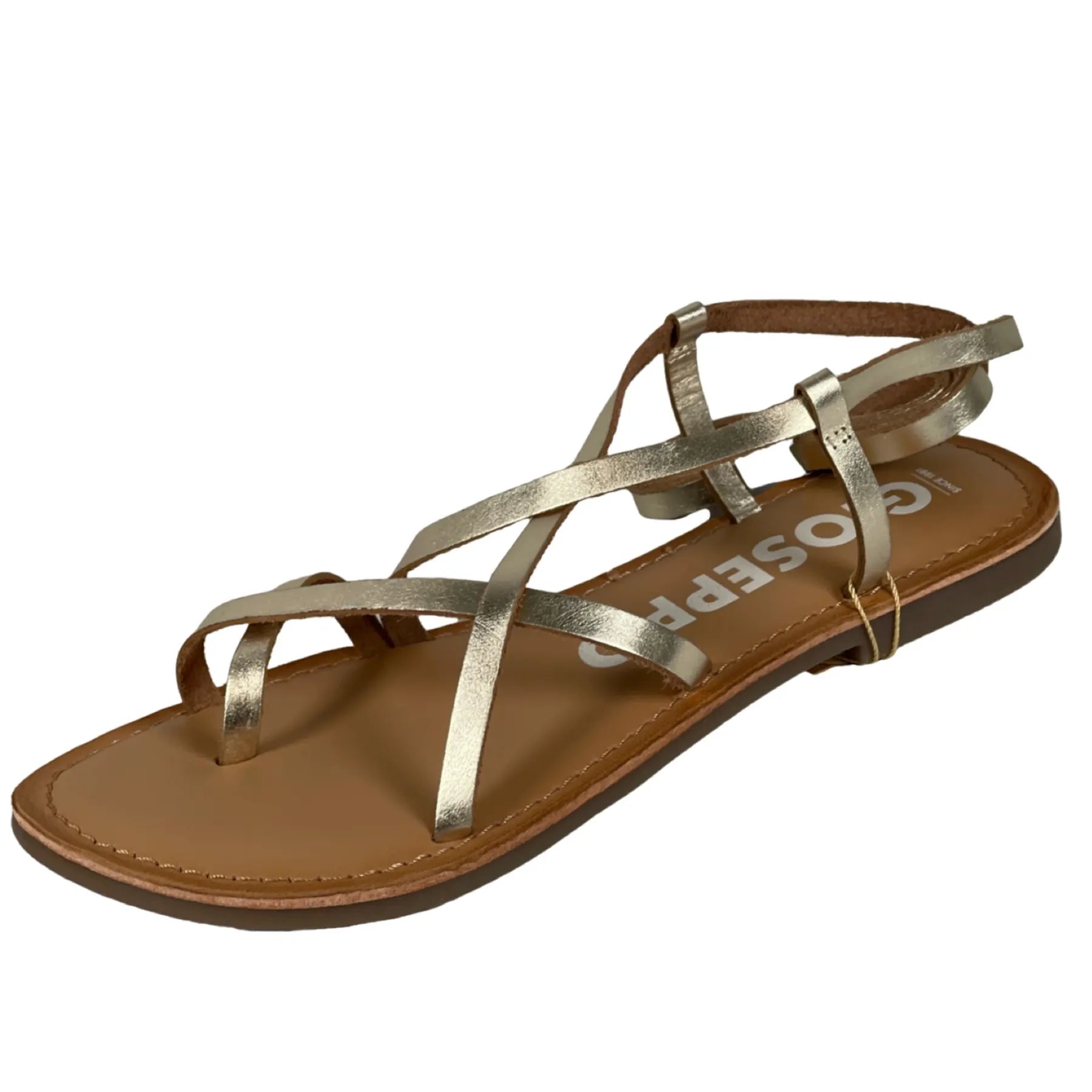 GIOSEPPO 69115 LUSSAT Damen Sandalette Zehentrenner Fesselriemen zum Binden Gold