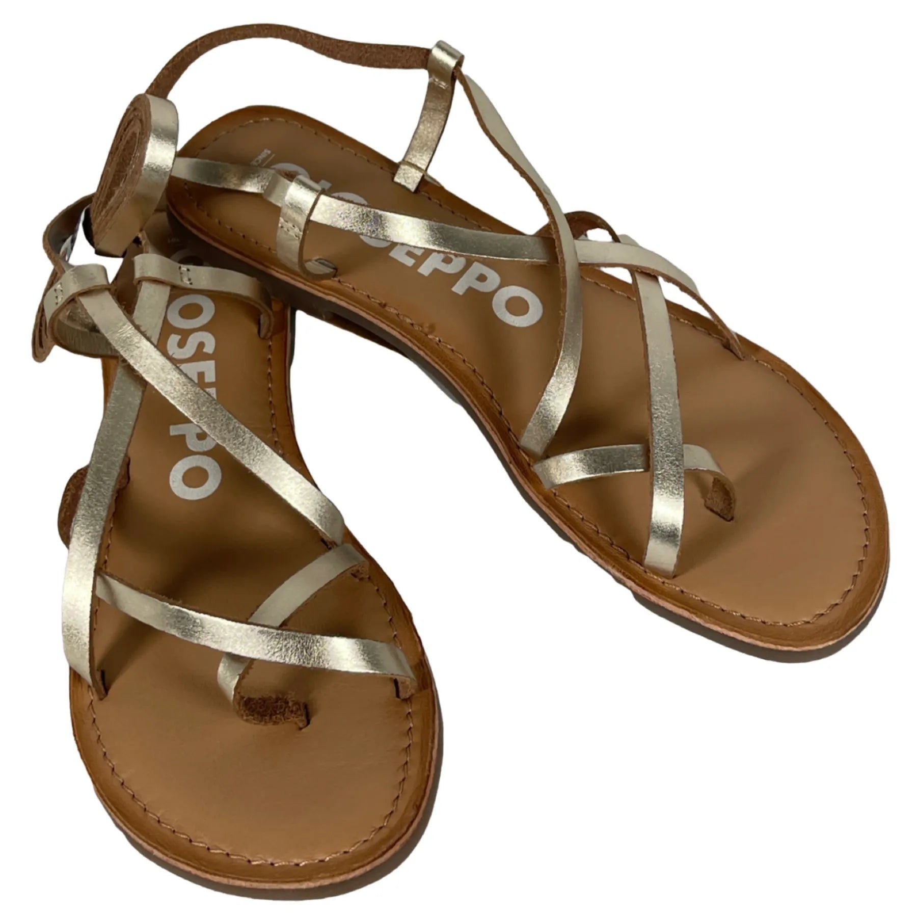 GIOSEPPO 69115 LUSSAT Damen Sandalette Zehentrenner Fesselriemen zum Binden Gold