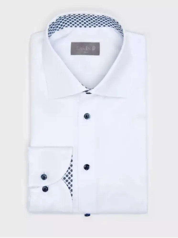 fakts 9002 Slim Fit Busy Herren Hemd Twill weiß white uni 111