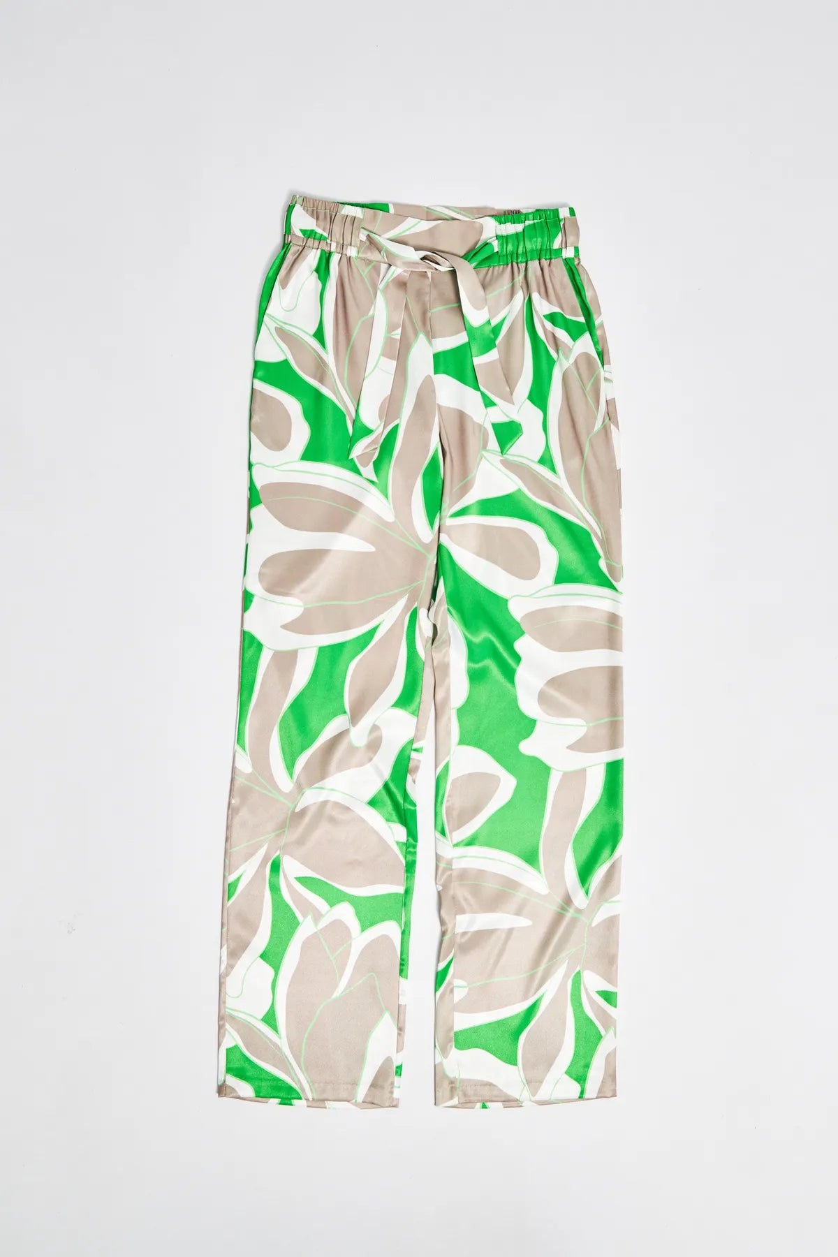 HERZENSANGELEGENHEIT 25232-6525 Damen Hose aus Satin Granny Multi Grün