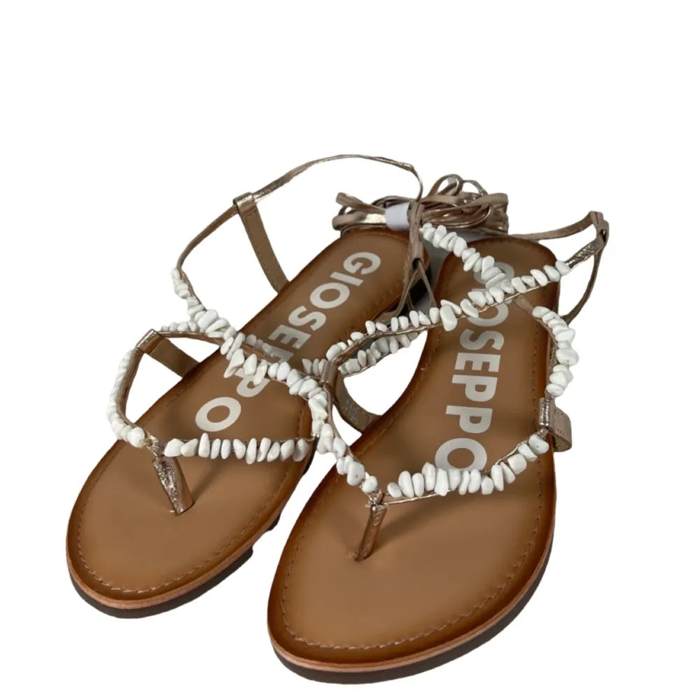 GIOSEPPO 66036 LISIEUX Damen Sandalette Zehentrenner Fesselriemen zum Binden Weiß