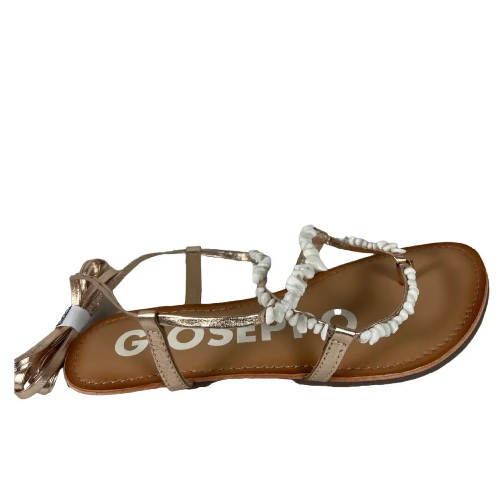 GIOSEPPO 66036 LISIEUX Damen Sandalette Zehentrenner Fesselriemen zum Binden Weiß