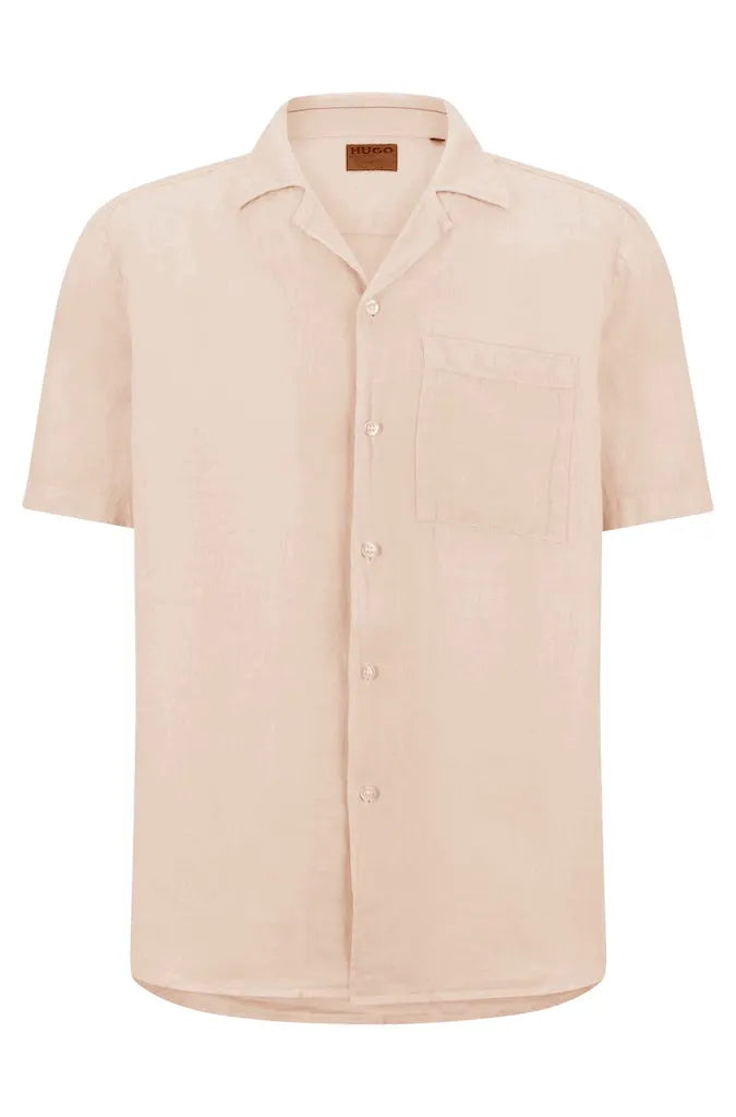 HUGO 50490761 Ellino 10248298 01 Herren Leinenhemd Kurzarm