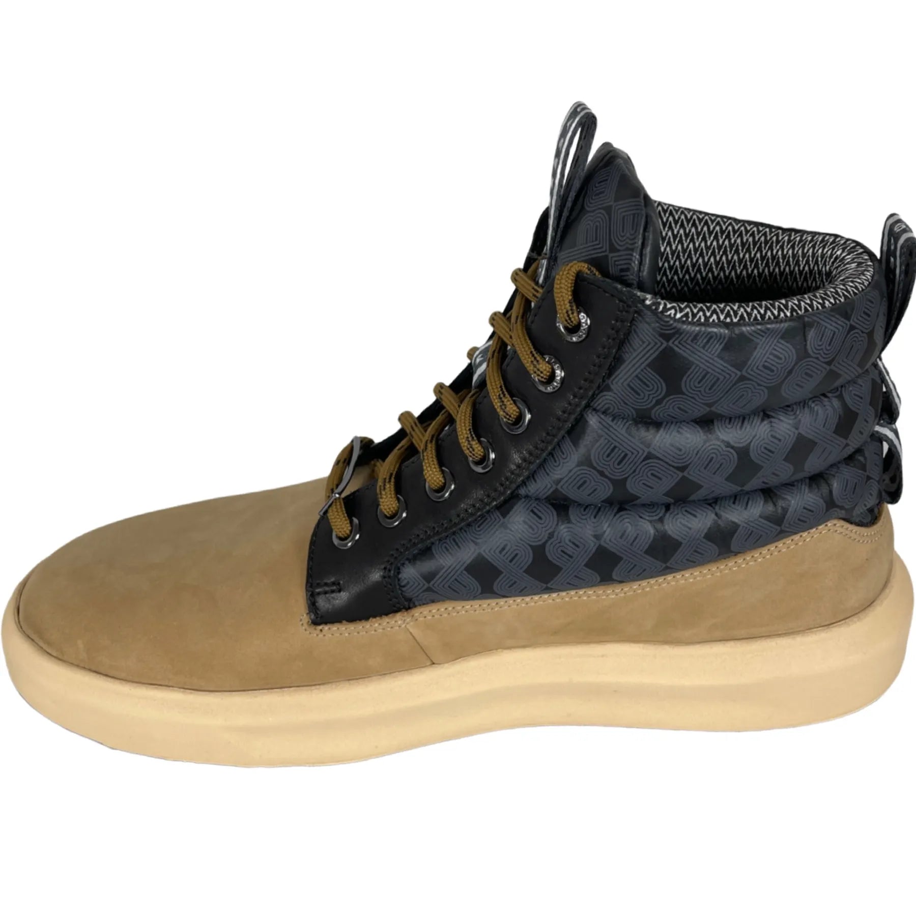 BALDESSARINI 625266 JACK NUBUCK/NYLON Herren High Top Sneaker mit Steppnähten Beige