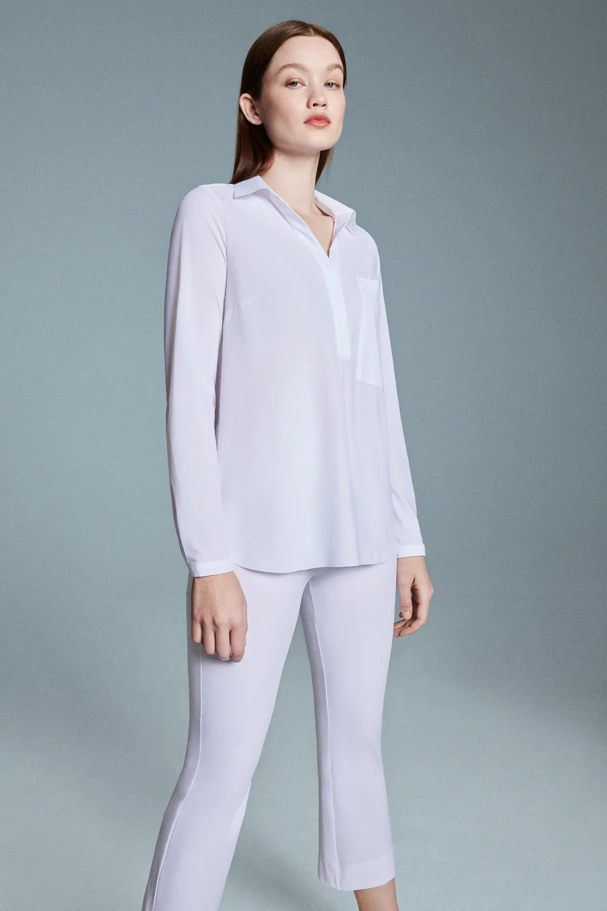 JAPAN TKY KAEMI Tunika Bluse Stretch Microfaserjersey 001 WHITE