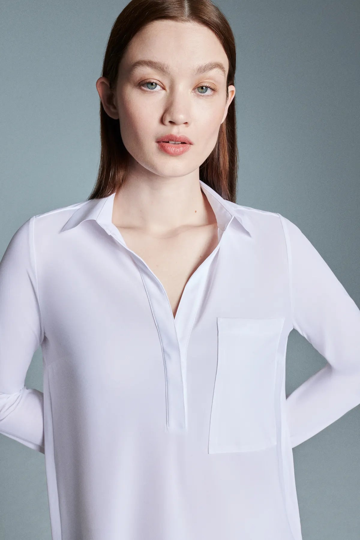 JAPAN TKY KAEMI Tunika Bluse Stretch Microfaserjersey 001 WHITE