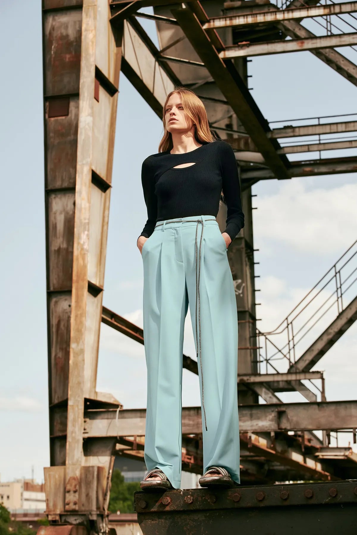 LUISA CERANO 698645/3453-0 Marlenehose Wideleg-Pants mit Bundfalten mineral aqua