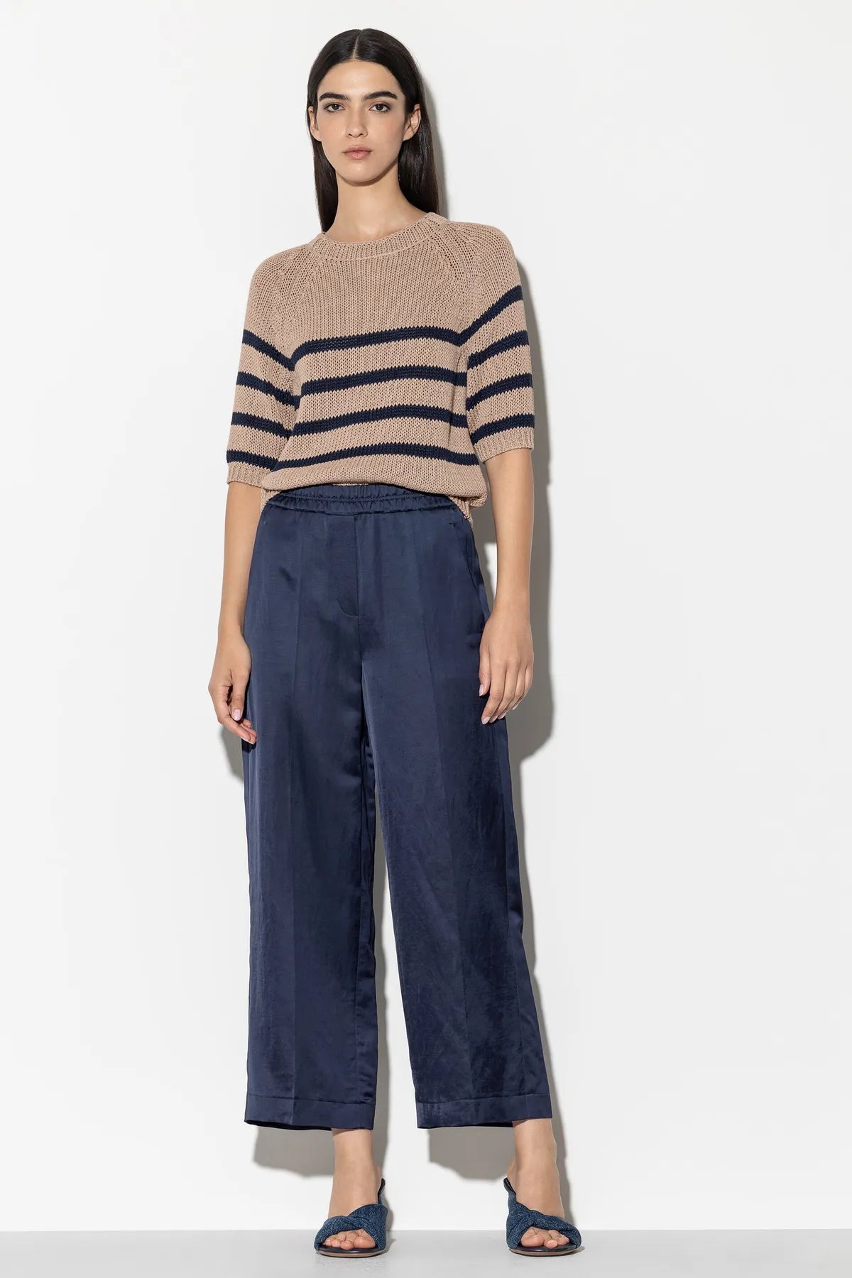 LUISA CERANO 698524/3596-0 Wideleg-Pants aus Leinen-Mix blau