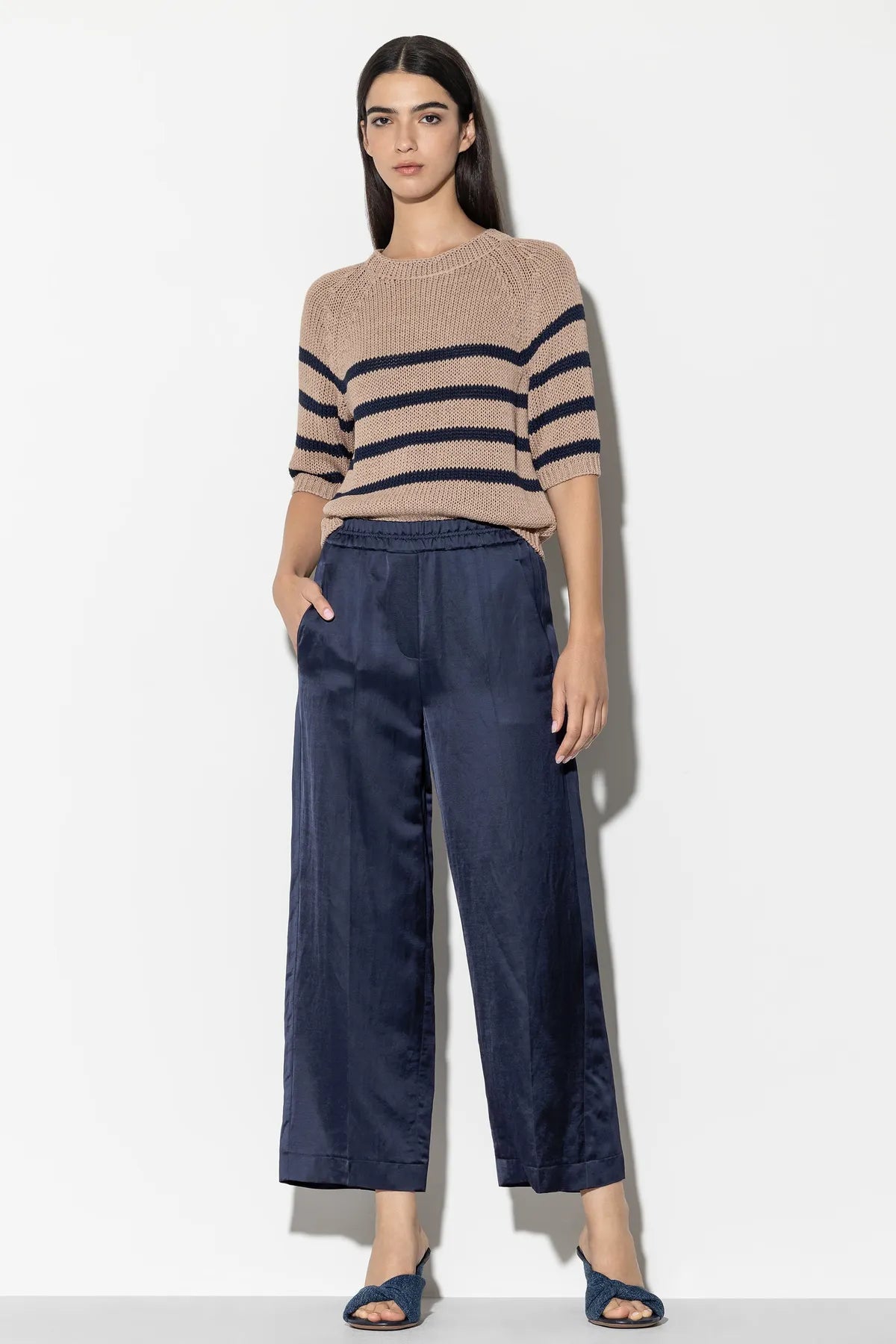 LUISA CERANO 698524/3596-0 Wideleg-Pants aus Leinen-Mix blau