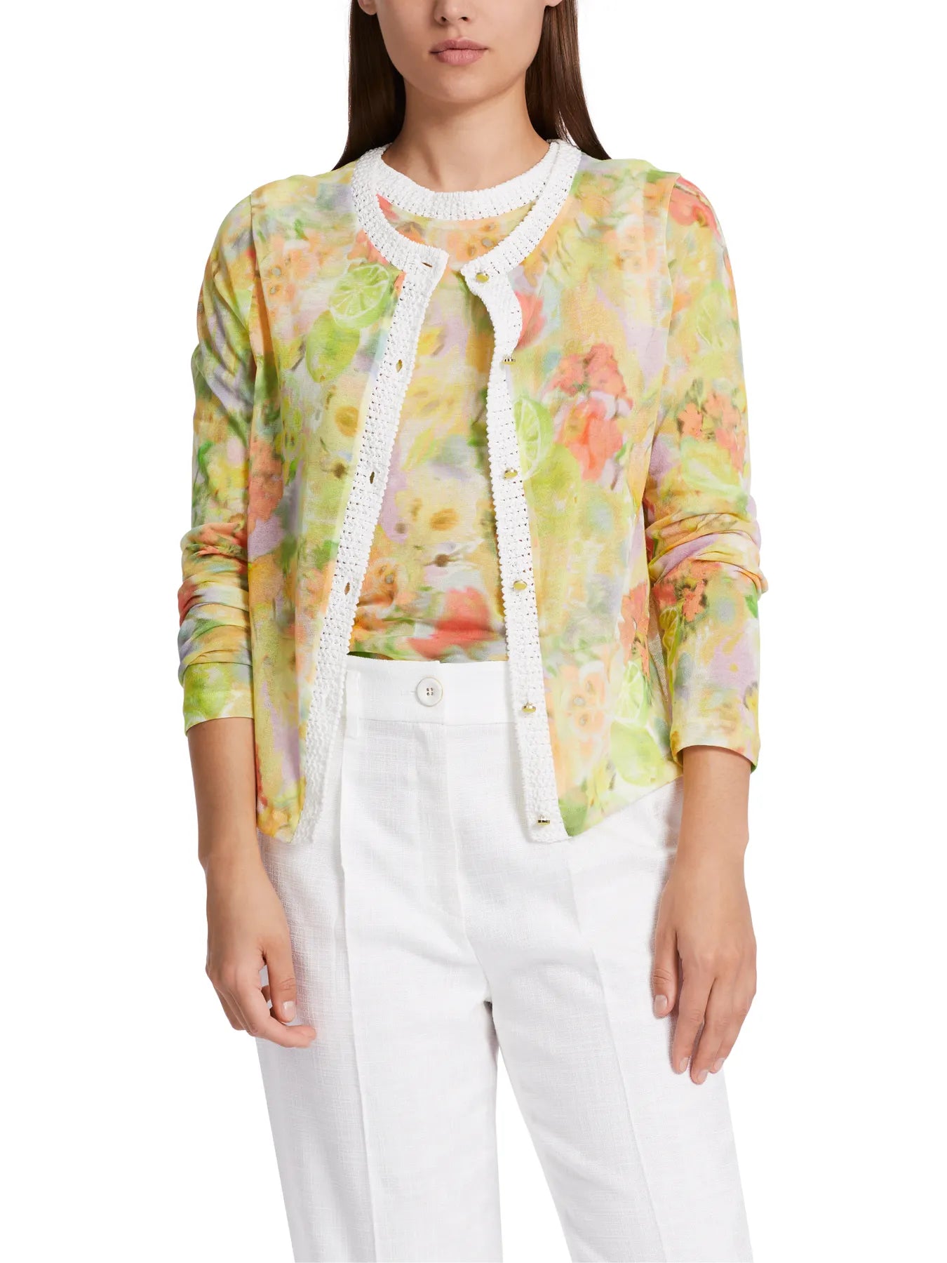 MARC CAIN WC 39.16 M34 Cardigan Blumen-Muster Gelb