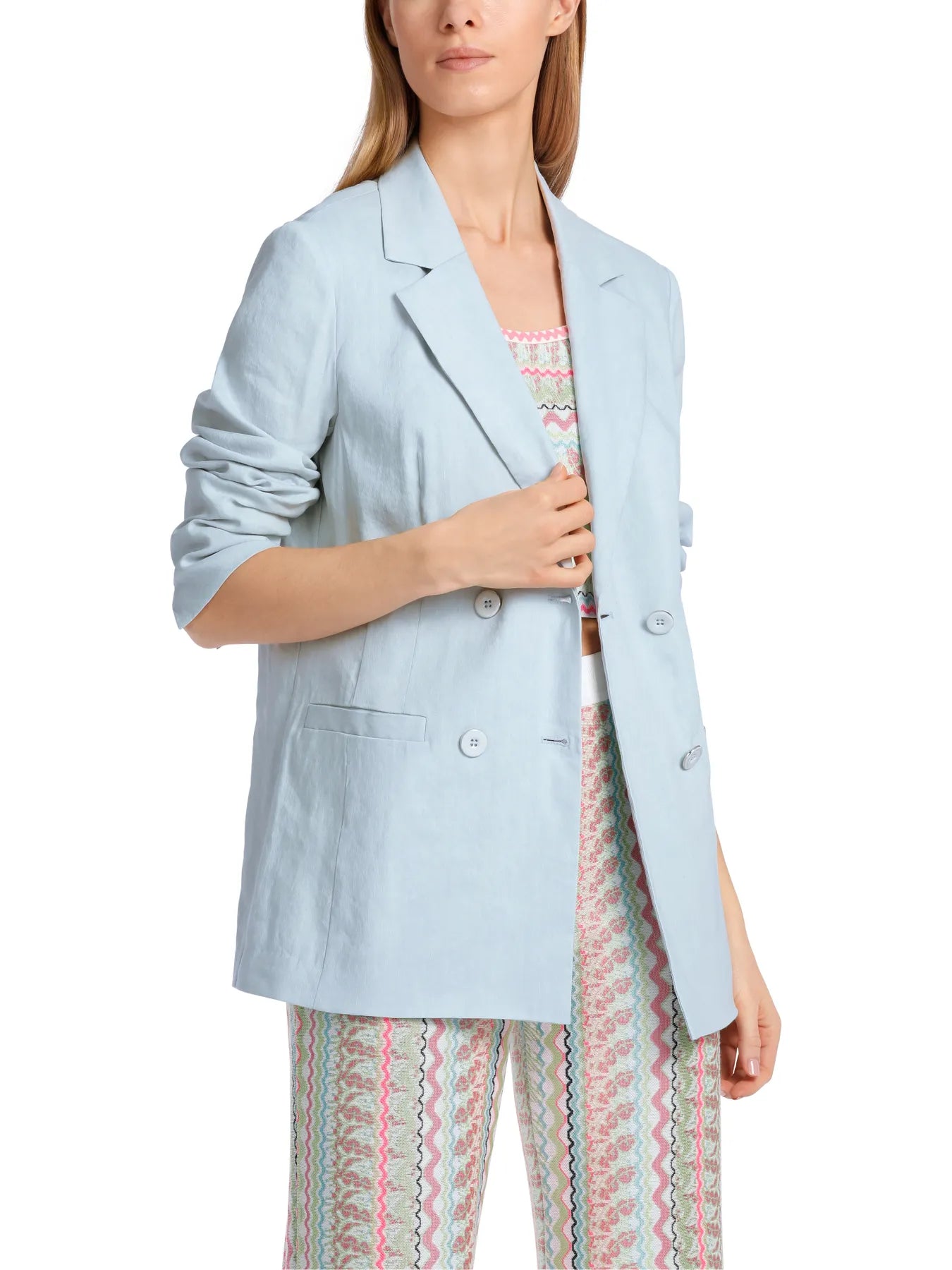 MARC CAIN WC 34.21 W47 Körpernaher Blazer Stretch helblau
