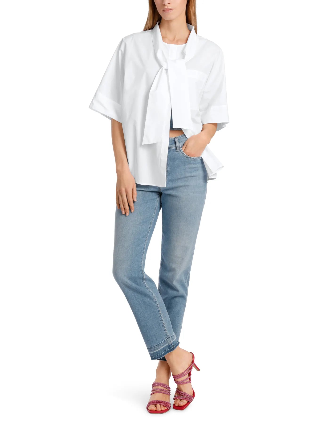 MARC CAIN WC 51.37 W91 Schluppenbluse mit Kimono-Ärmel weiß