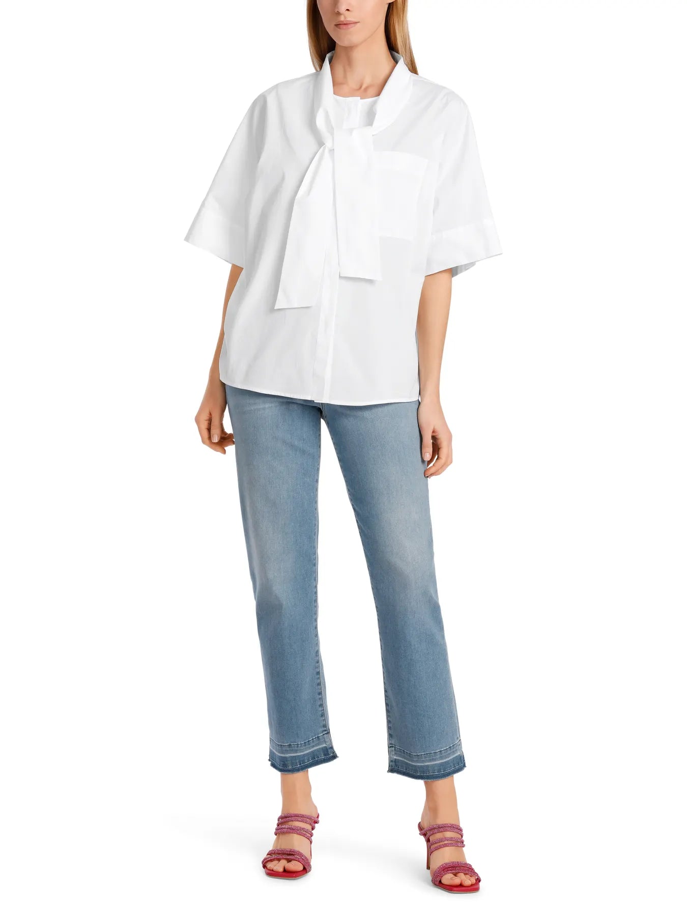 MARC CAIN WC 51.37 W91 Schluppenbluse mit Kimono-Ärmel weiß