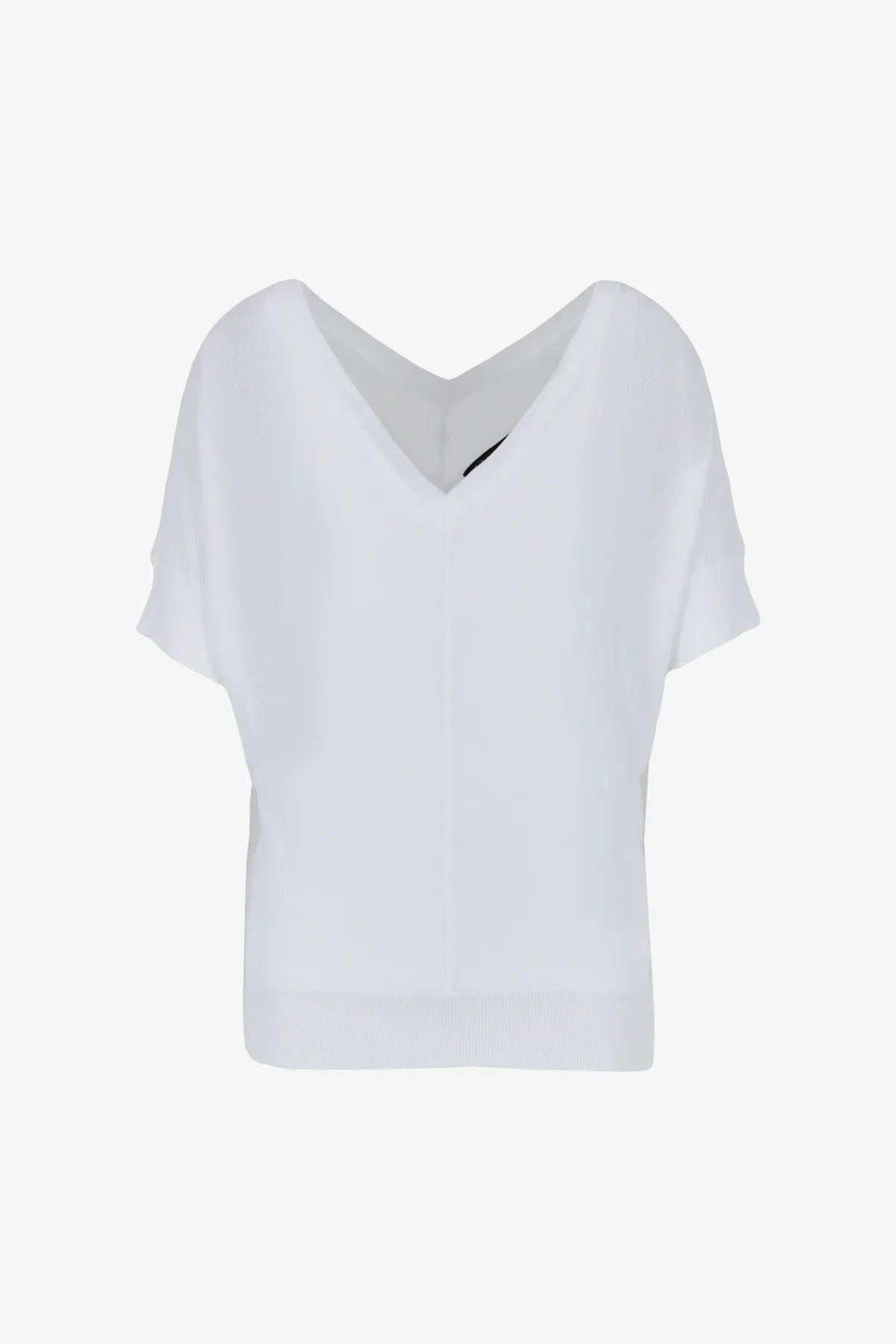 ARMANI 3DYM1F YM1MZ Damen Pullover 1/2 Arm V-Ausschnitt Weiß