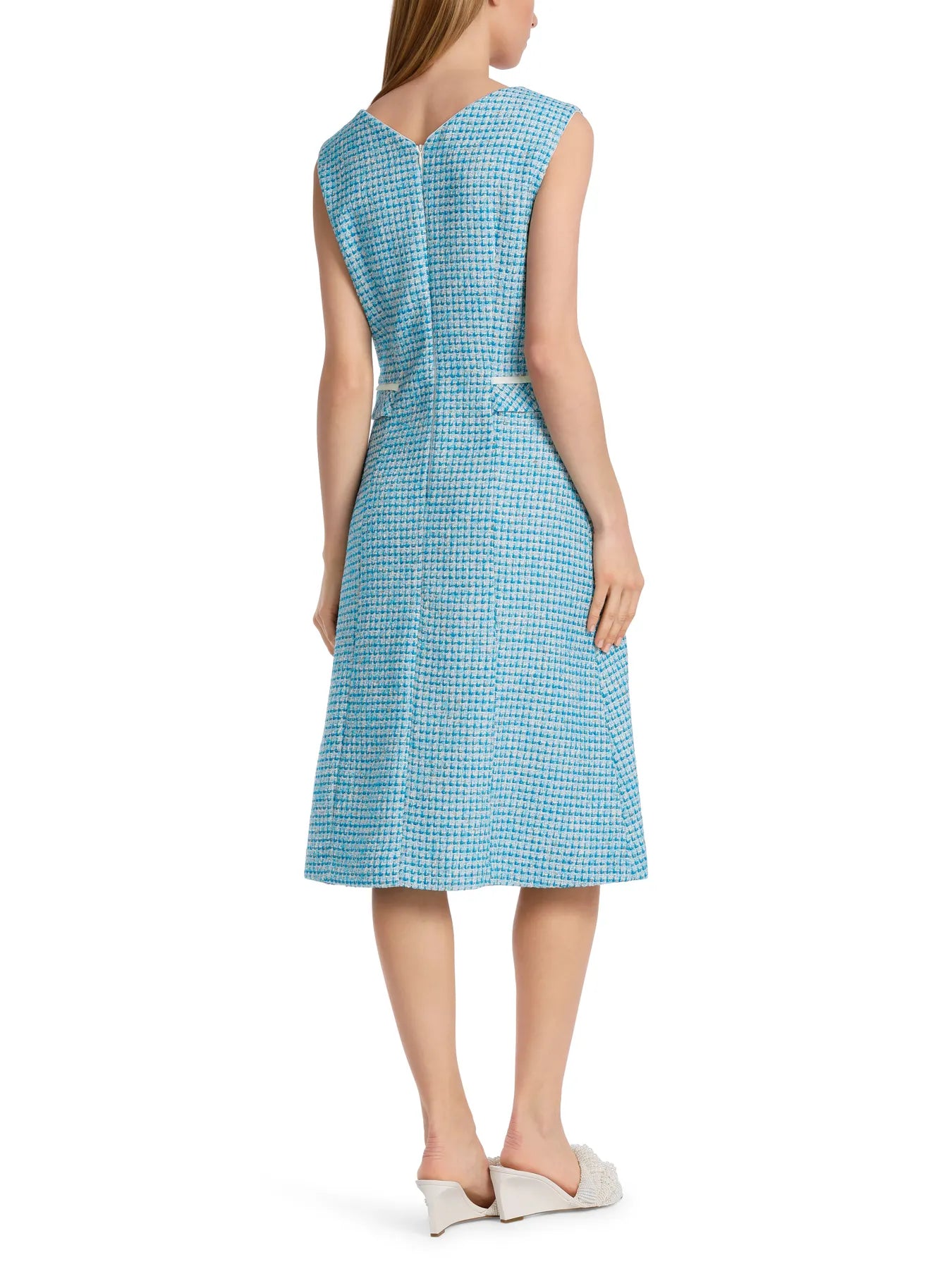 MARC CAIN WC 21.67 W88 Kurzärmliges Kleid mit Karos blau light azure