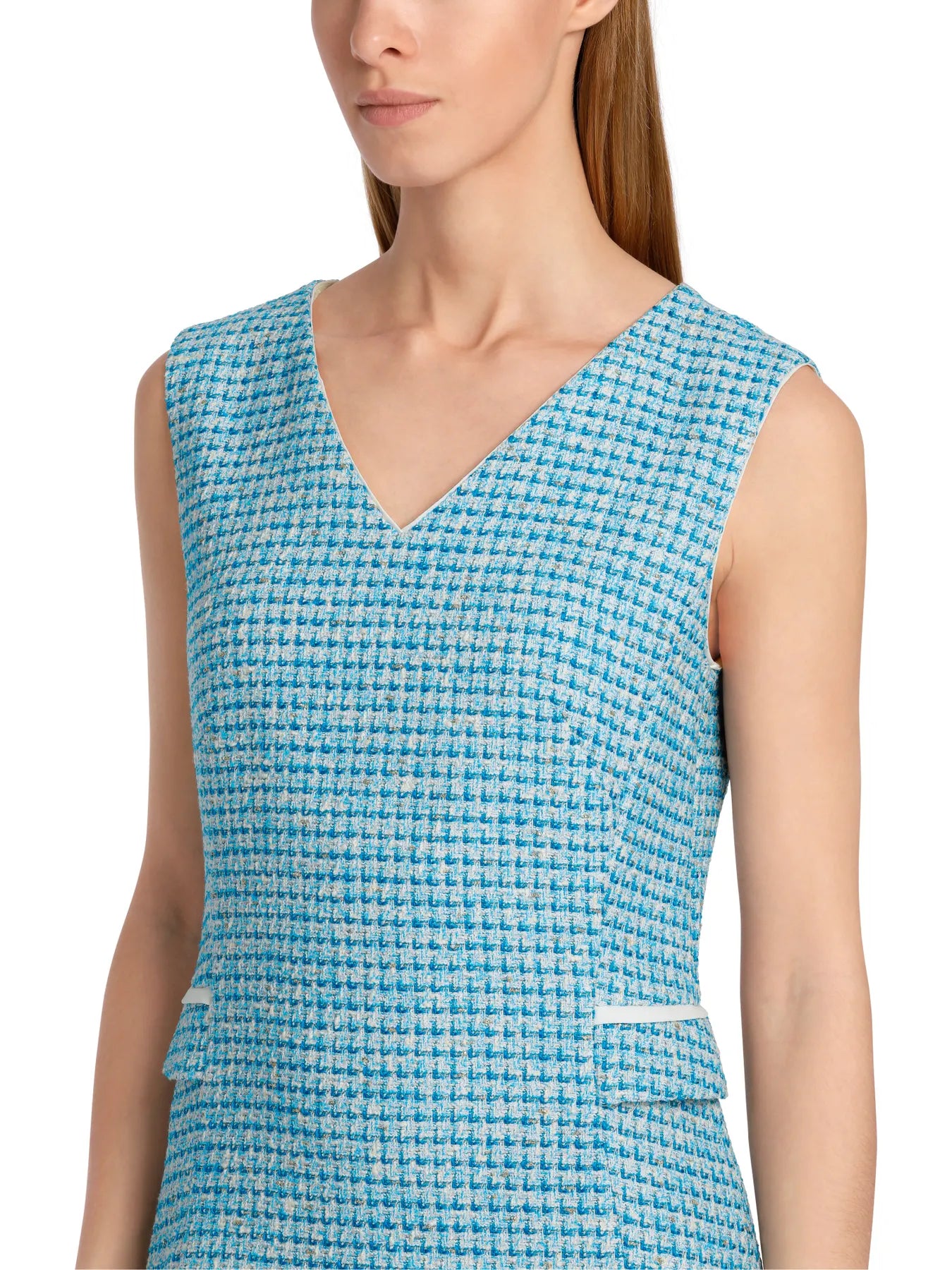 MARC CAIN WC 21.67 W88 Kurzärmliges Kleid mit Karos blau light azure