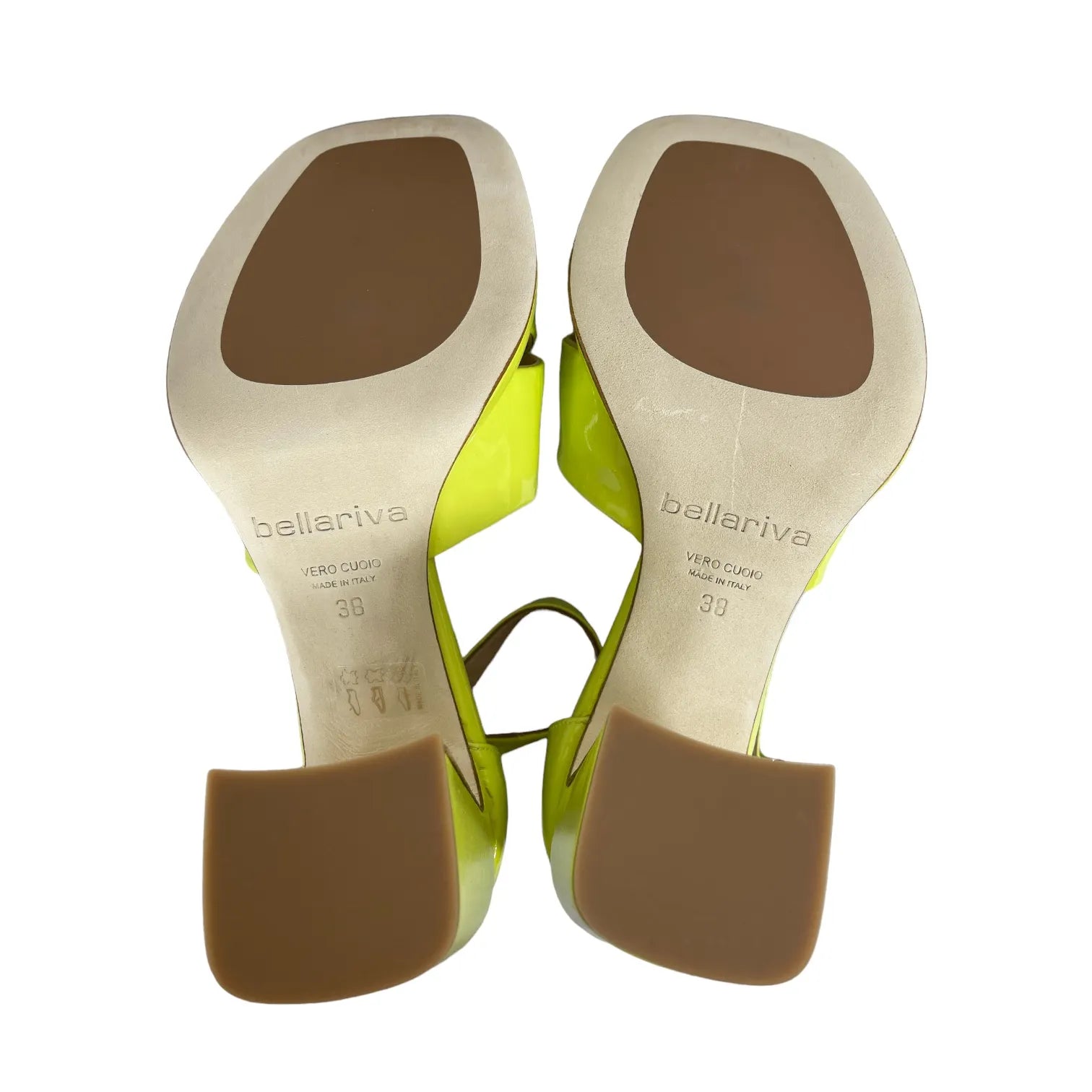 Laura Bellariva 9490-11 NAPLAK Damen Sandalette Lackleder Gelb Lime