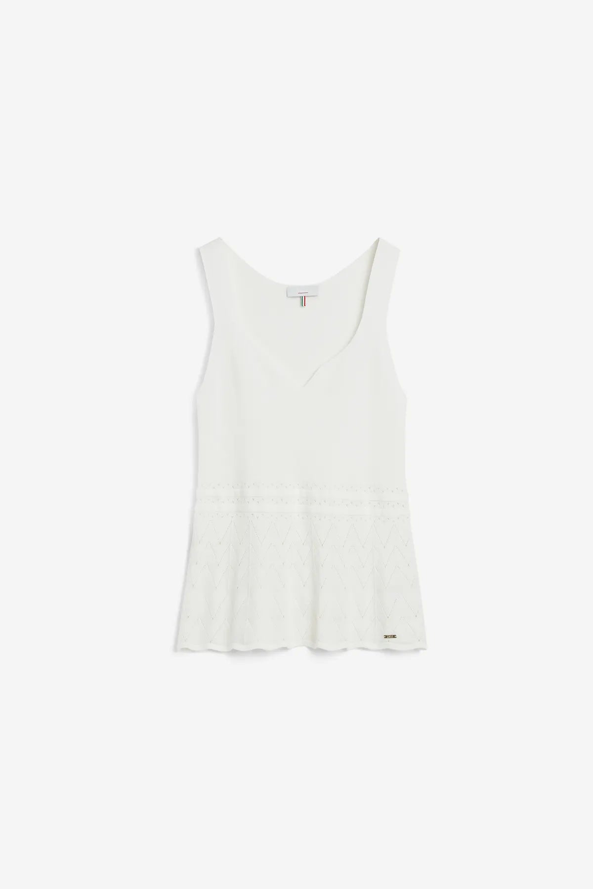 CINQUE 65314582 CILIZZY DAMEN CROCHET STRICK TOP MIT HERZAUSSCHNITT WEISS