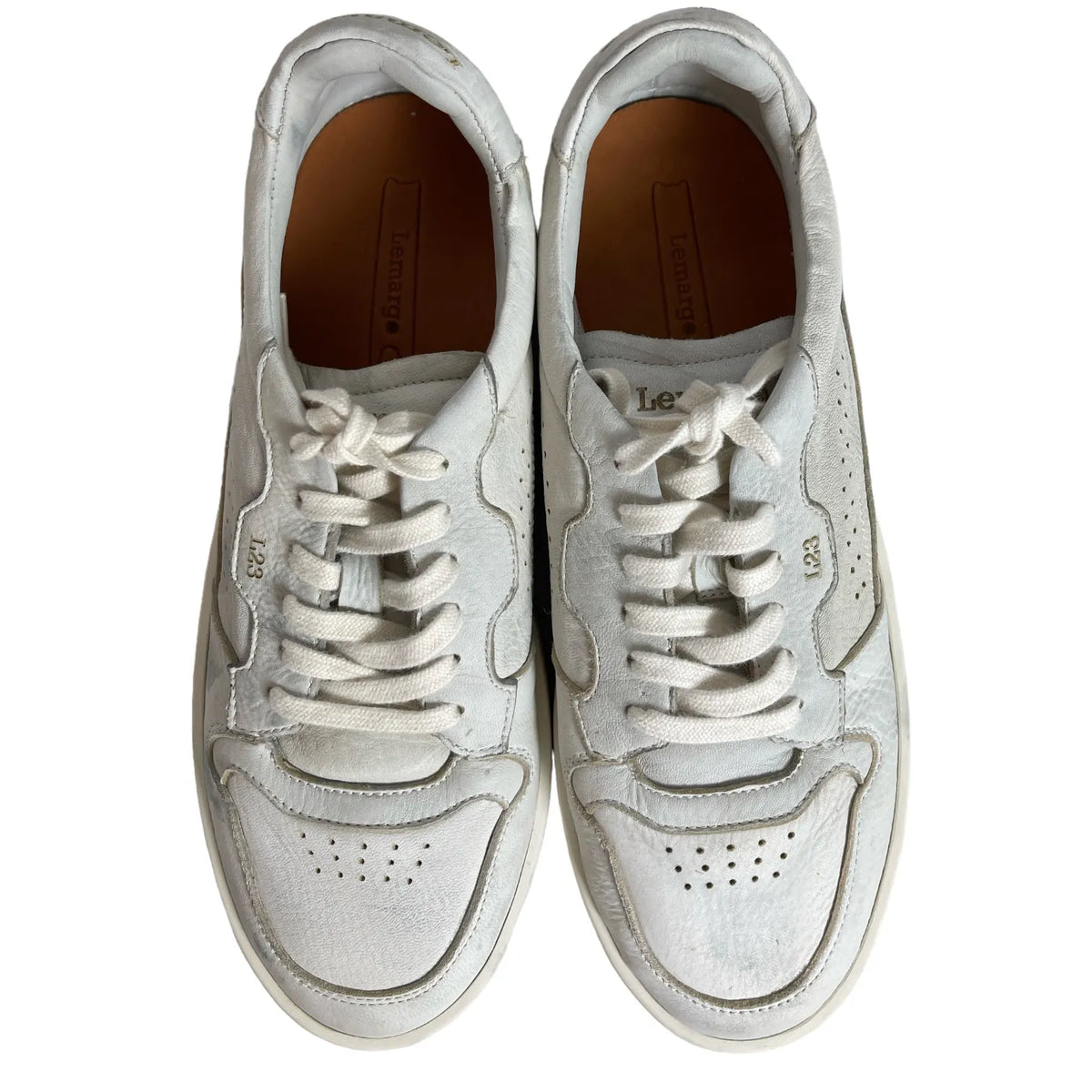 LEMARGO HB01A CERVO HERREN SNEAKER IN STONE-WASHED OPTIK LEDER WEISS.