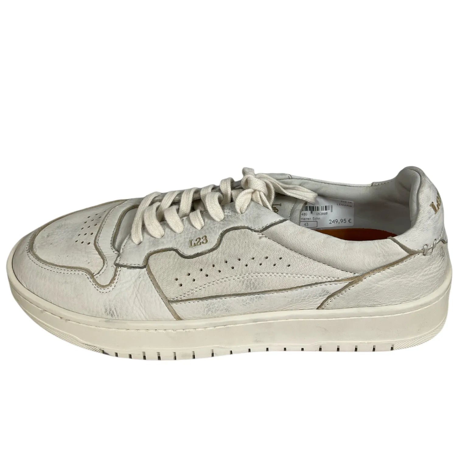 LEMARGO HB01A CERVO HERREN SNEAKER IN STONE-WASHED OPTIK LEDER WEISS.
