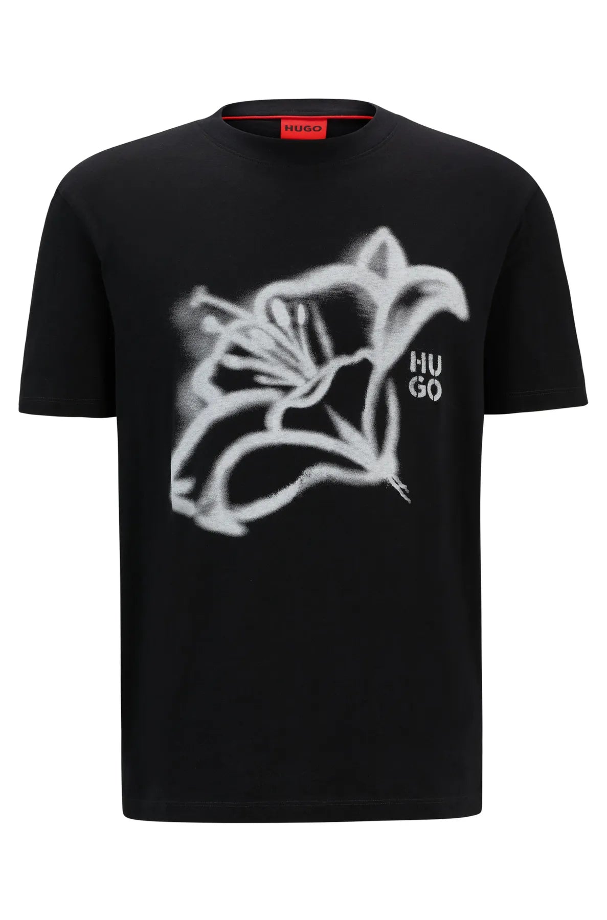 HUGO  50516711 Dablumo  T-Shirt  mit einem floralen Artwork im Graffiti-Stil black