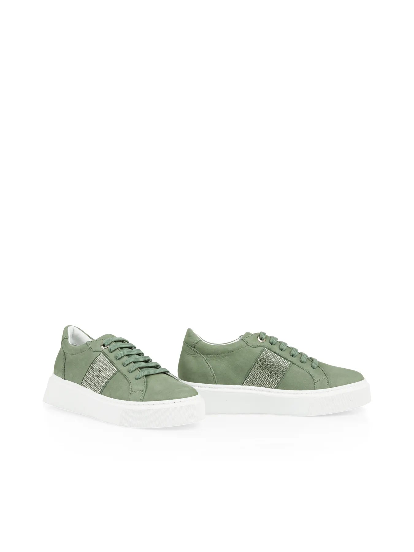 MARC CAIN XC SH.01 L06 Damen Sneaker aus Nubuck frozen sage grün