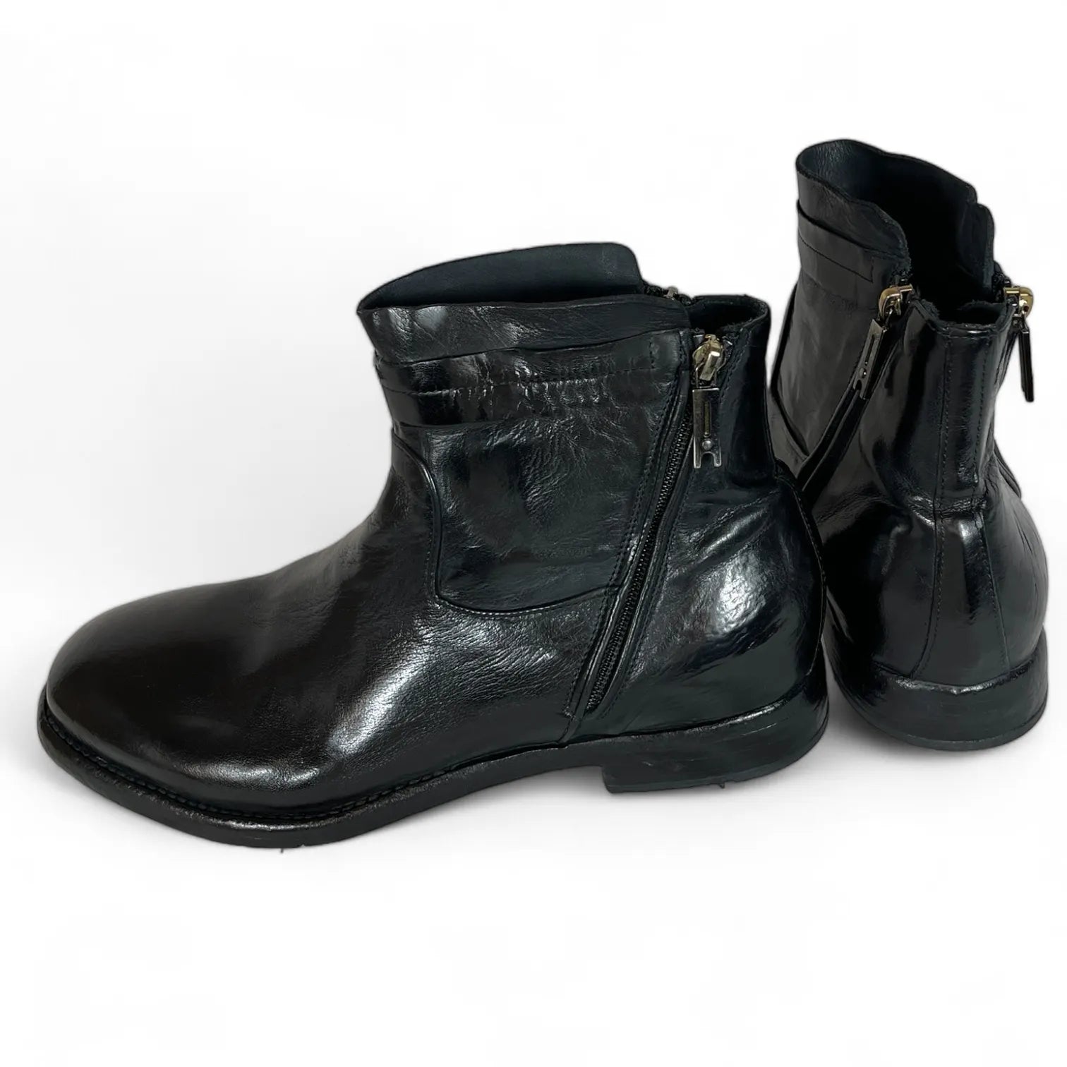 LEMARGO AB11A RANCH HEZE HERREN LEDER STIEFELETTE NERO.
