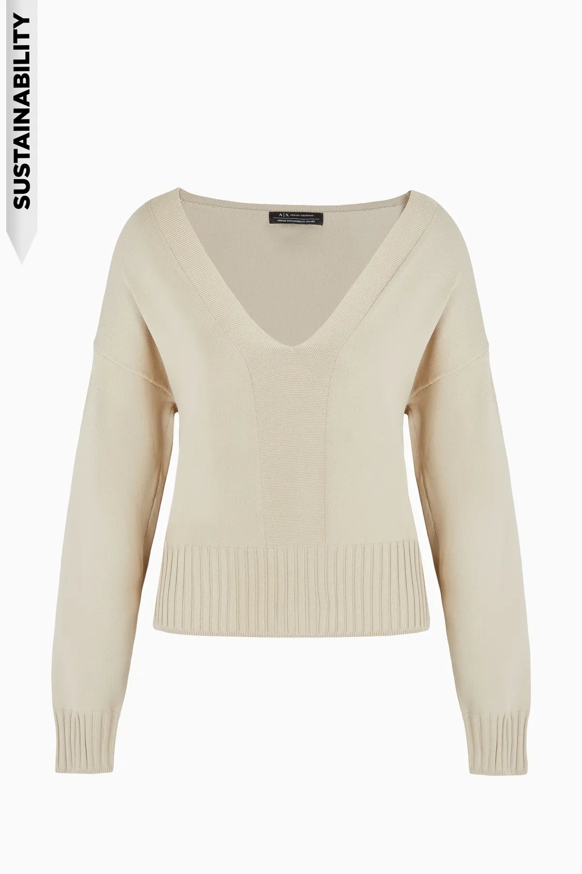 ARMANI XW000117 AF10352 
                
                    Damen Pullover mit V-Ausschnitt Beige