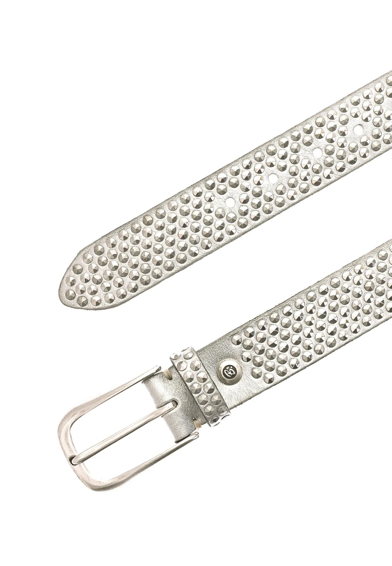 B.BELT 
                
                                            BB1125L28 Gabriella 35 mm Vollleder-Nietgürtel Silber