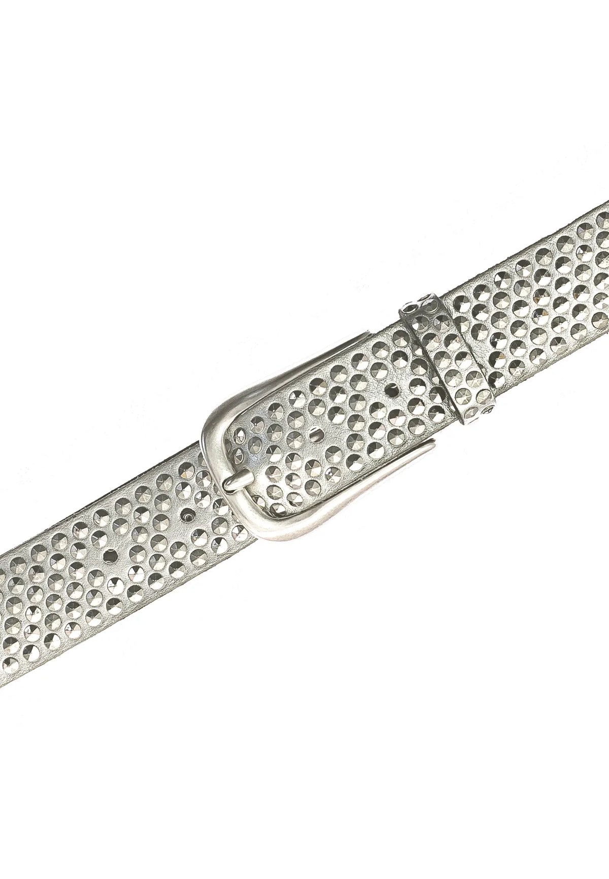 B.BELT 
                
                                            BB1125L28 Gabriella 35 mm Vollleder-Nietgürtel Silber