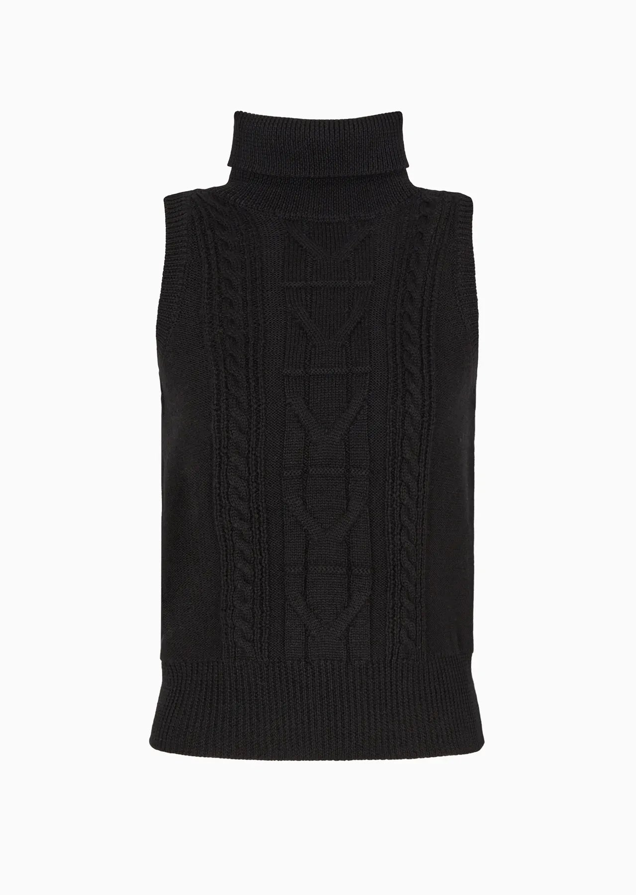 ARMANI EXCHANGE 6DYH1F YMZ8Z 
                
                    Damen Top Rollkragenpullover ohne Ärmel Zopfmuster Schwarz Nero