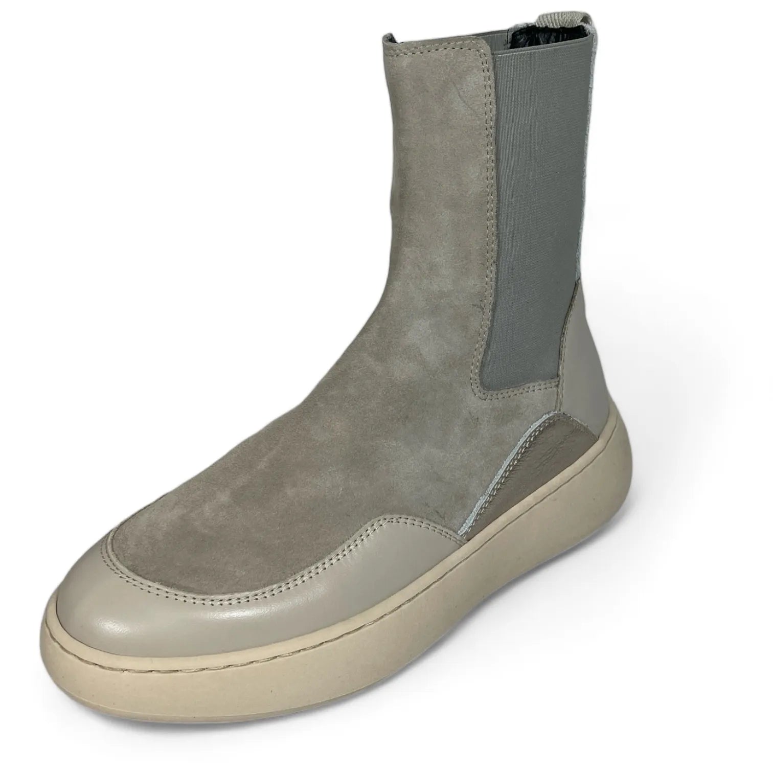 ANDIA FORA DOVER  STEAVE WEGGE SUEDE DAMEN STIEFEL BOOTS STRETCH-EINSÄTZE BEIGE IVORY.