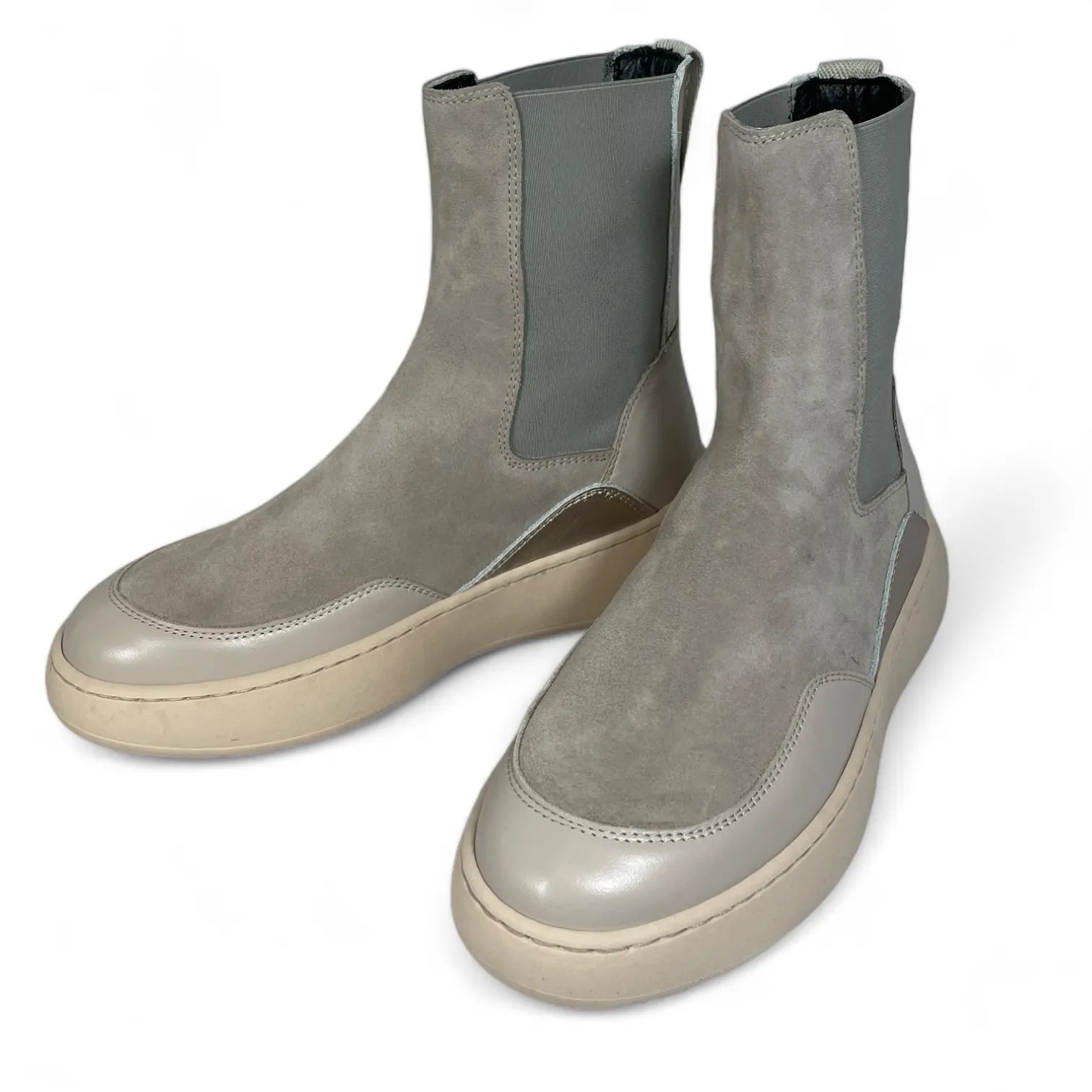 ANDIA FORA DOVER  STEAVE WEGGE SUEDE DAMEN STIEFEL BOOTS STRETCH-EINSÄTZE BEIGE IVORY.