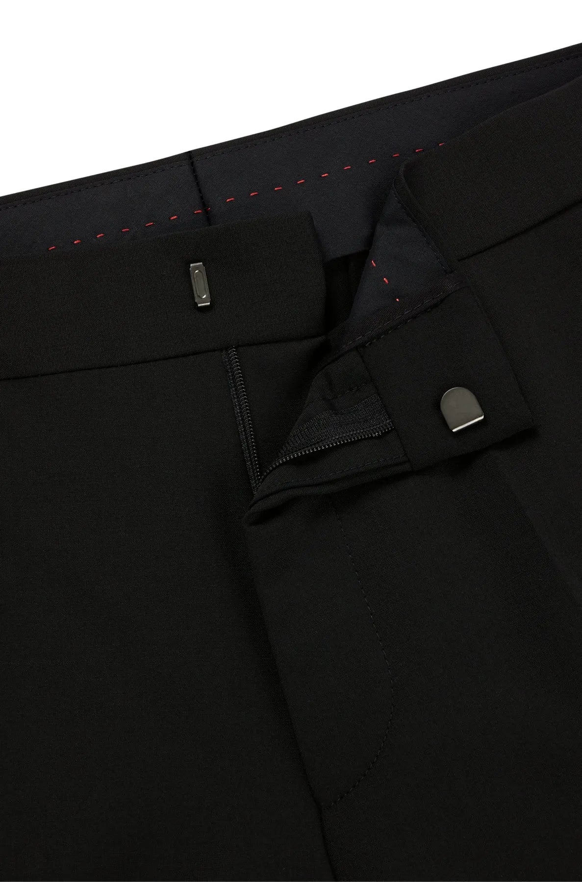 HUGO 50476482  Hesten224E1X 
                Herren Hose mit Bügelfalten Stretch Woll-Mix Schwarz