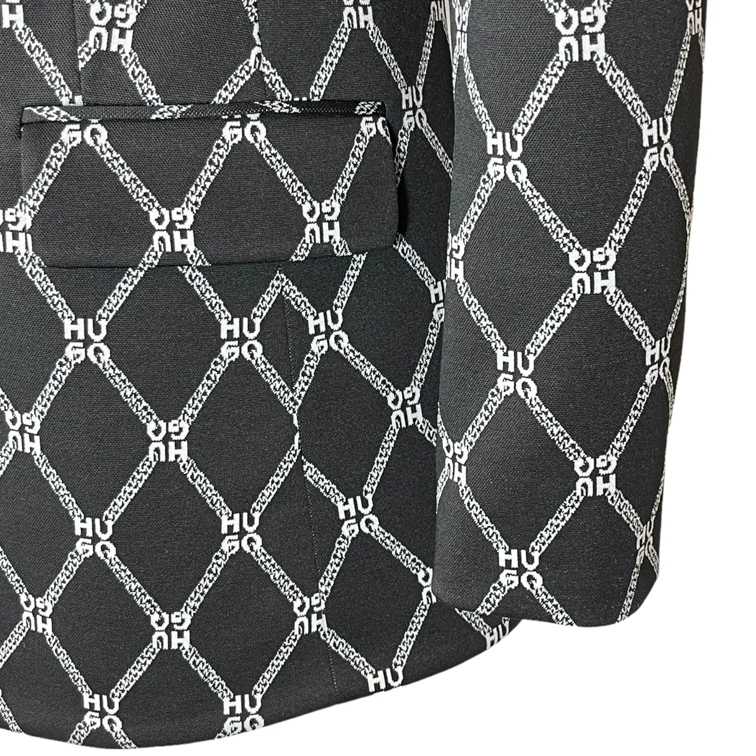 HUGO 50517954 Almina 10261443 01 Damen Sakko Logo-Muster Schwarz