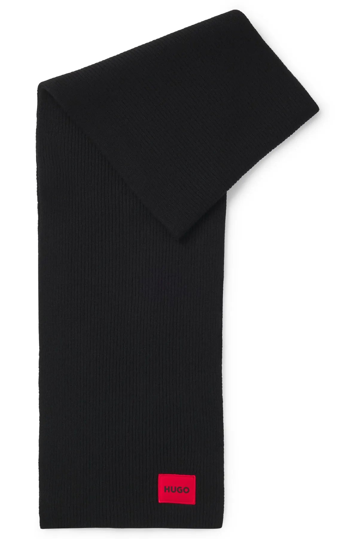 HUGO WOMEN RED 
                
                                            50502605 Saffa_scarf Damen Schal aus Woll-Mix mit Ripp-Struktur und rotem Logo-Label