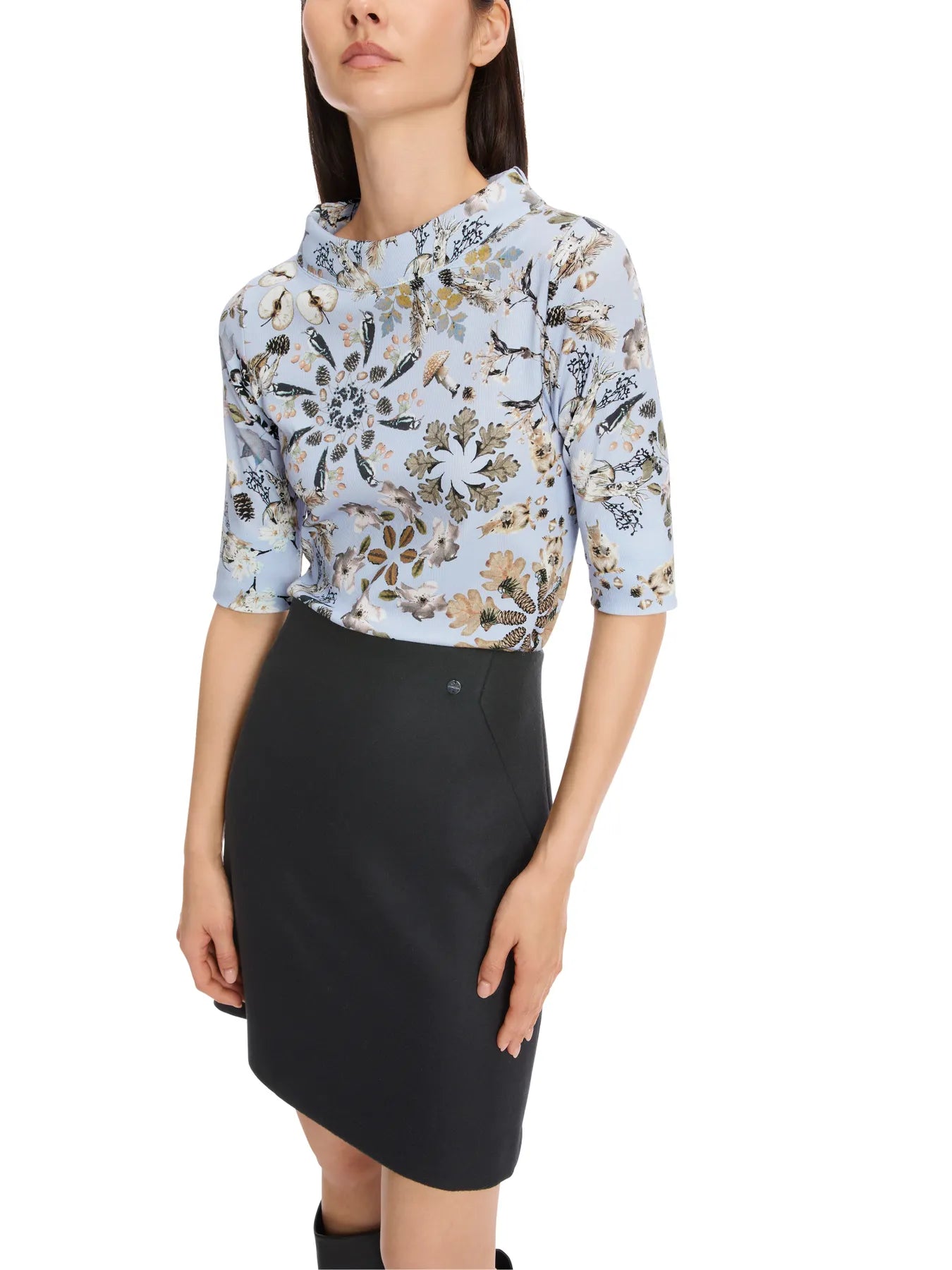 MARC CAIN 
                
                                            XC 48.45 J44 Damen Körpernahes T-Shirt in Baumwollripp squill