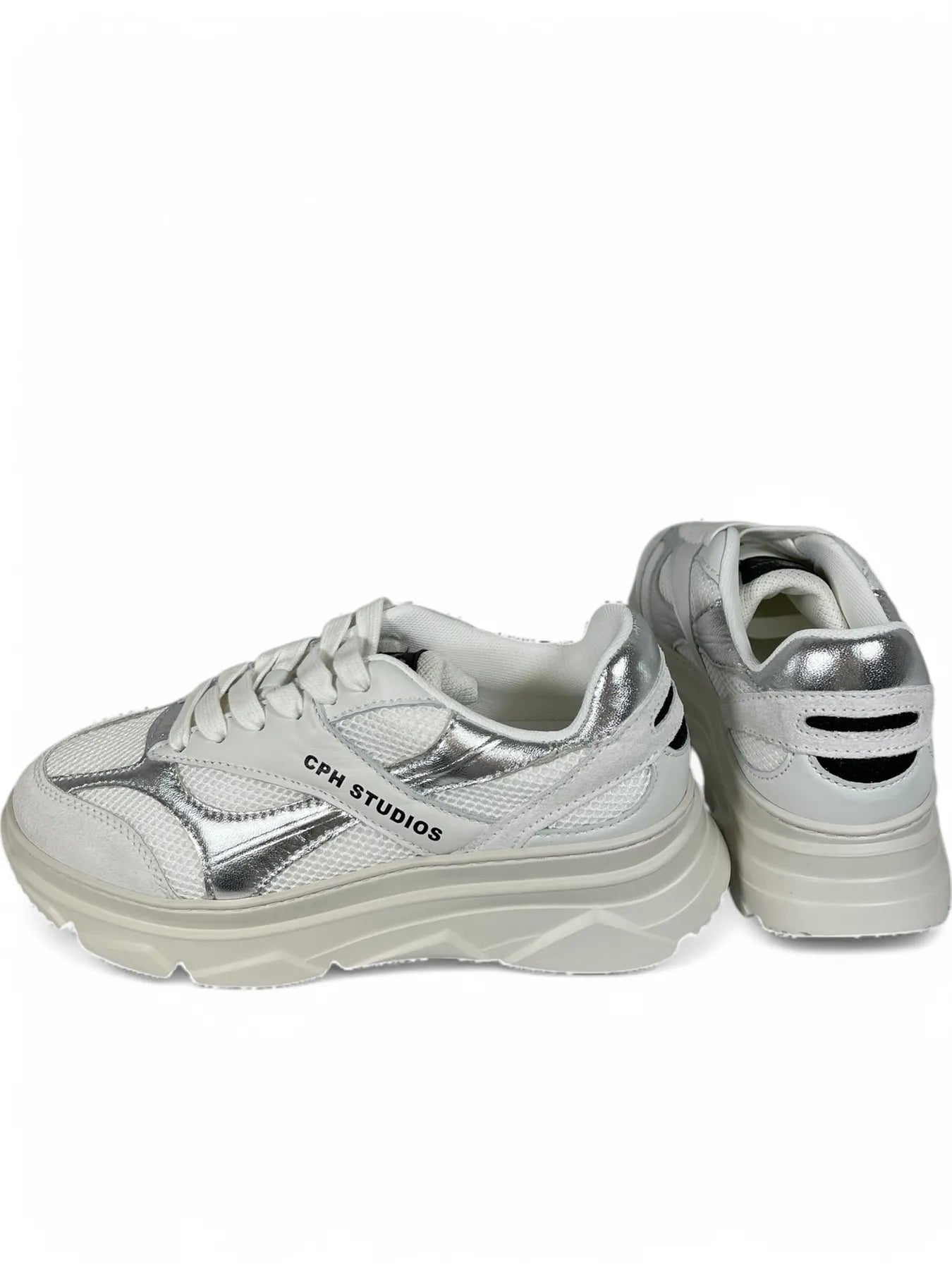 COPENHAGEN CPH54 MATERIAL MIX DAMEN PLATEAU SNEAKER  WHITE/SILVER