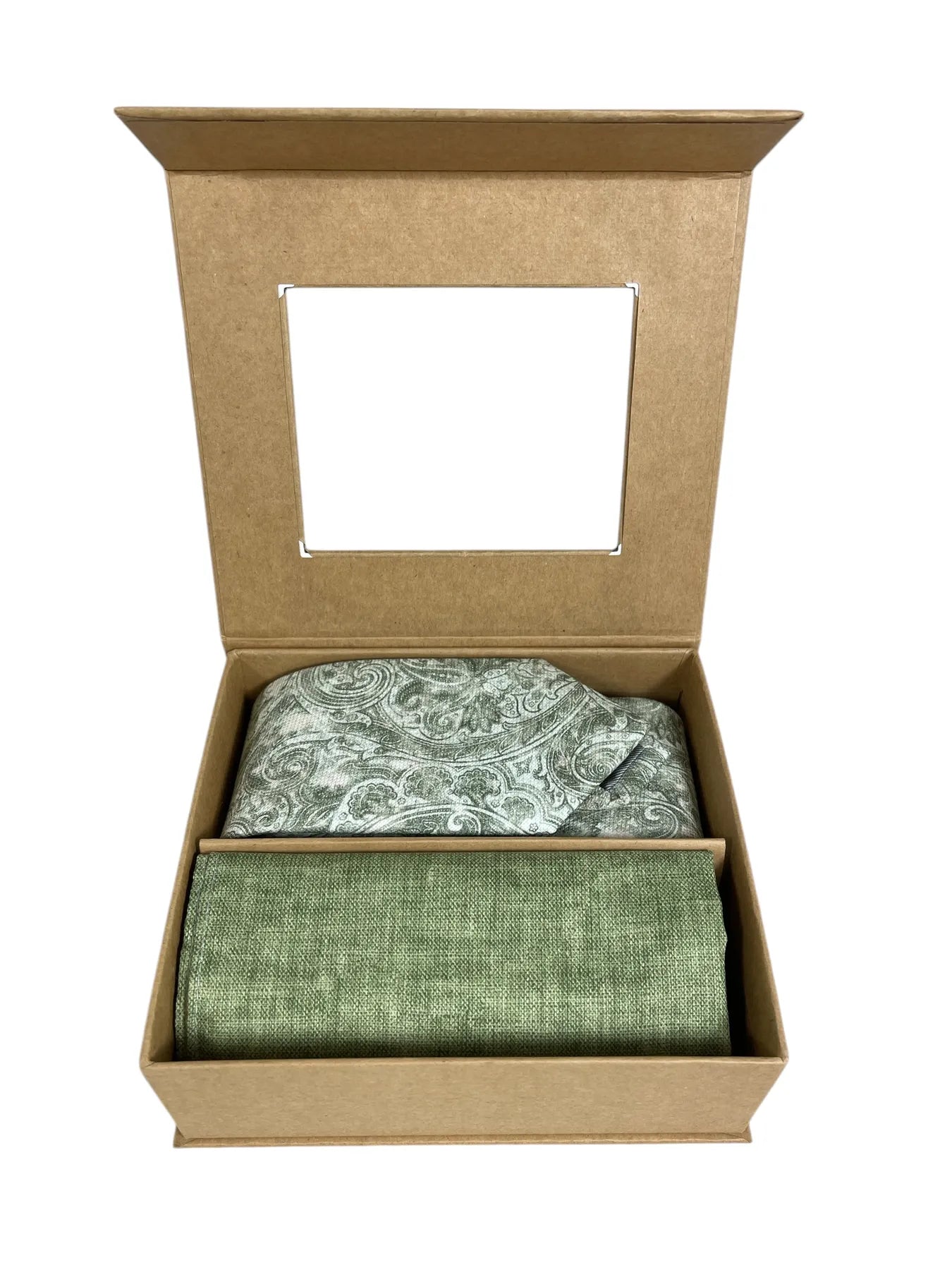 CINQUE ACC 01219 0003 
Set: Krawatte und Einstecktuch oliv fantasie