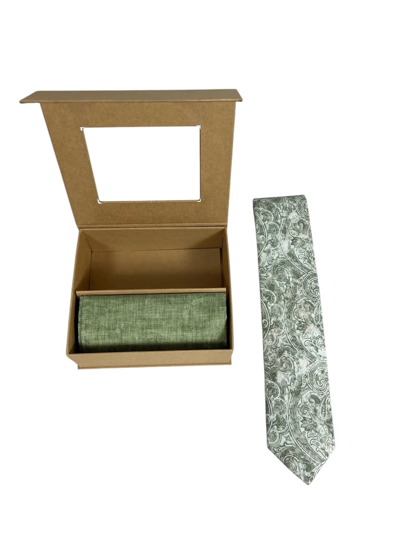 CINQUE ACC 01219 0003 
Set: Krawatte und Einstecktuch oliv fantasie