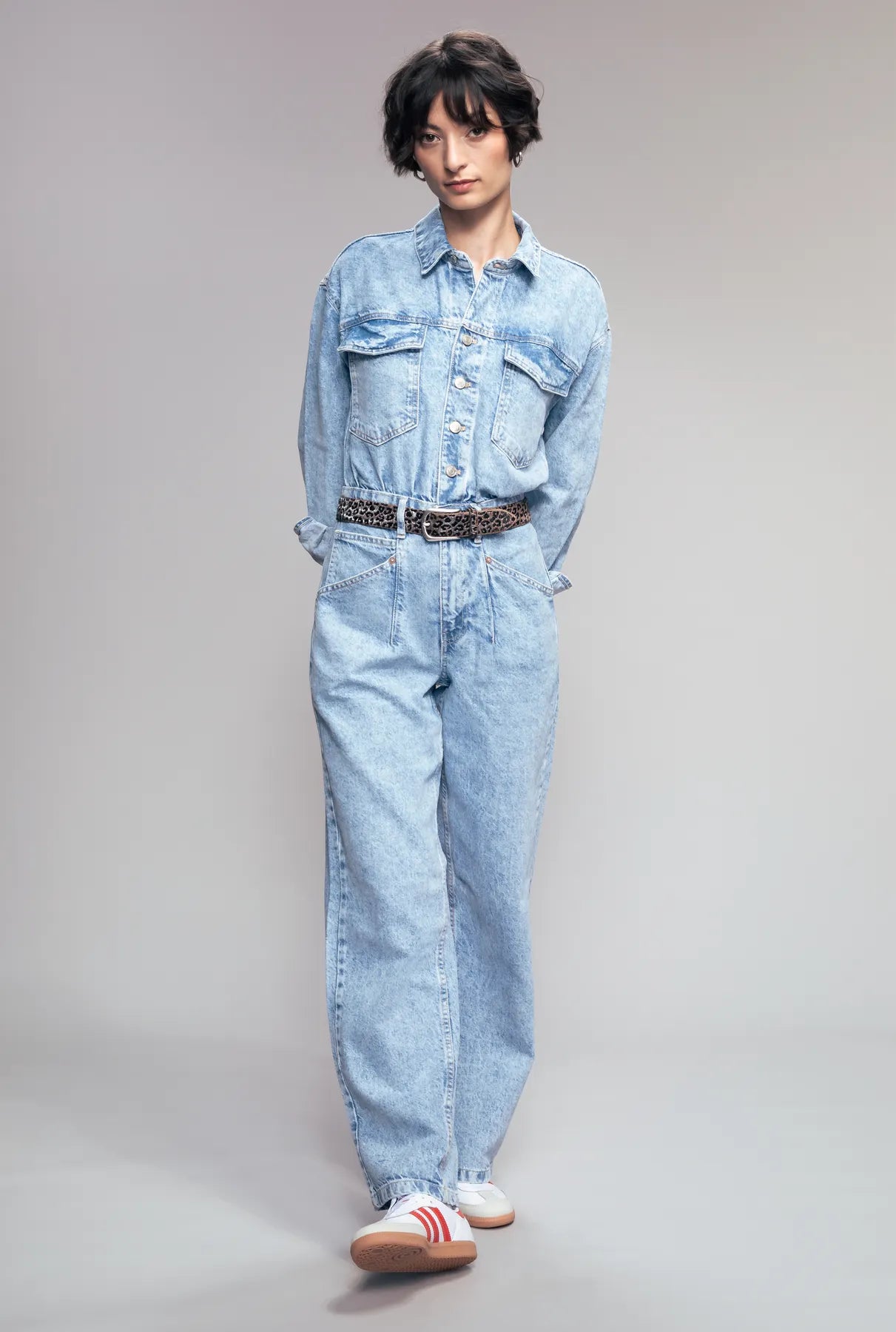 B.BELT 
                
                                            BB1062L64 Cat Silber 35 mm Ledergürtel Leo