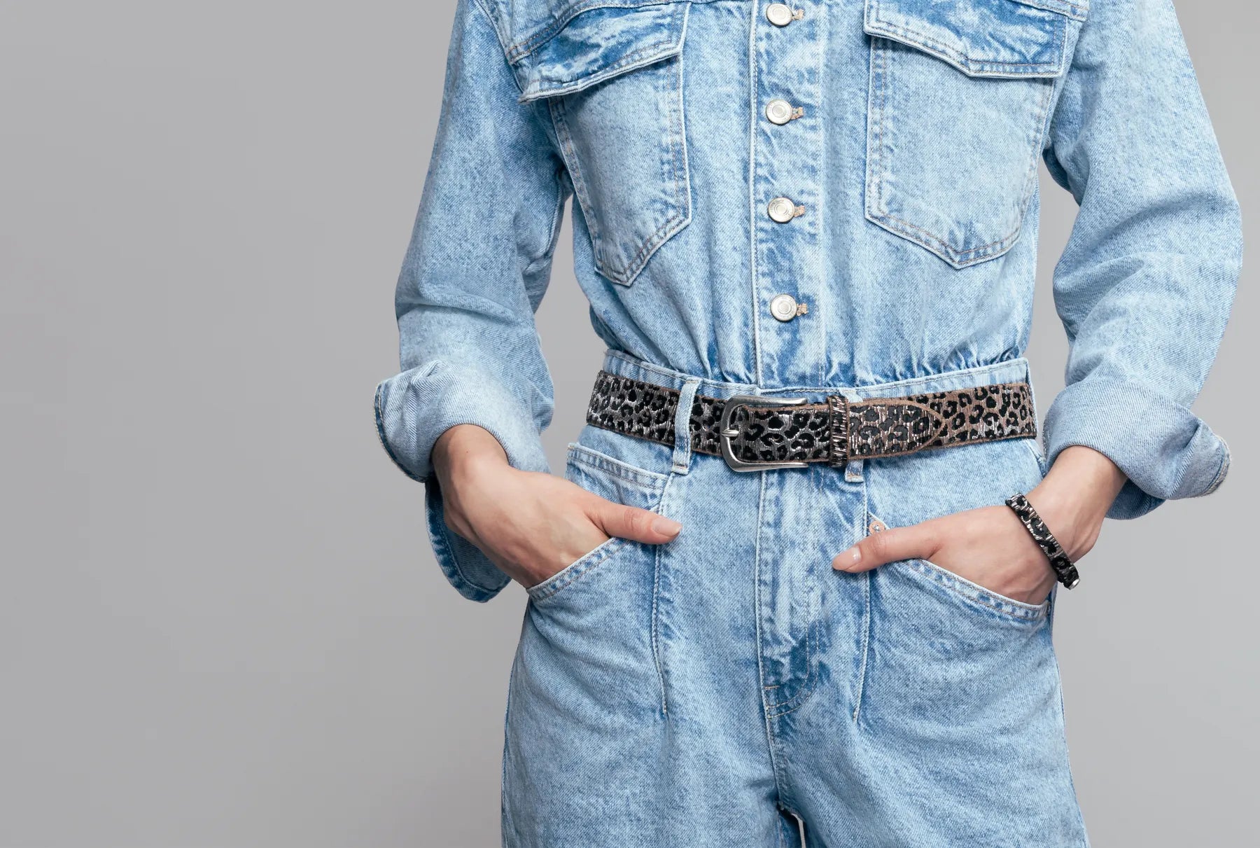 B.BELT 
                
                                            BB1062L64 Cat Silber 35 mm Ledergürtel Leo