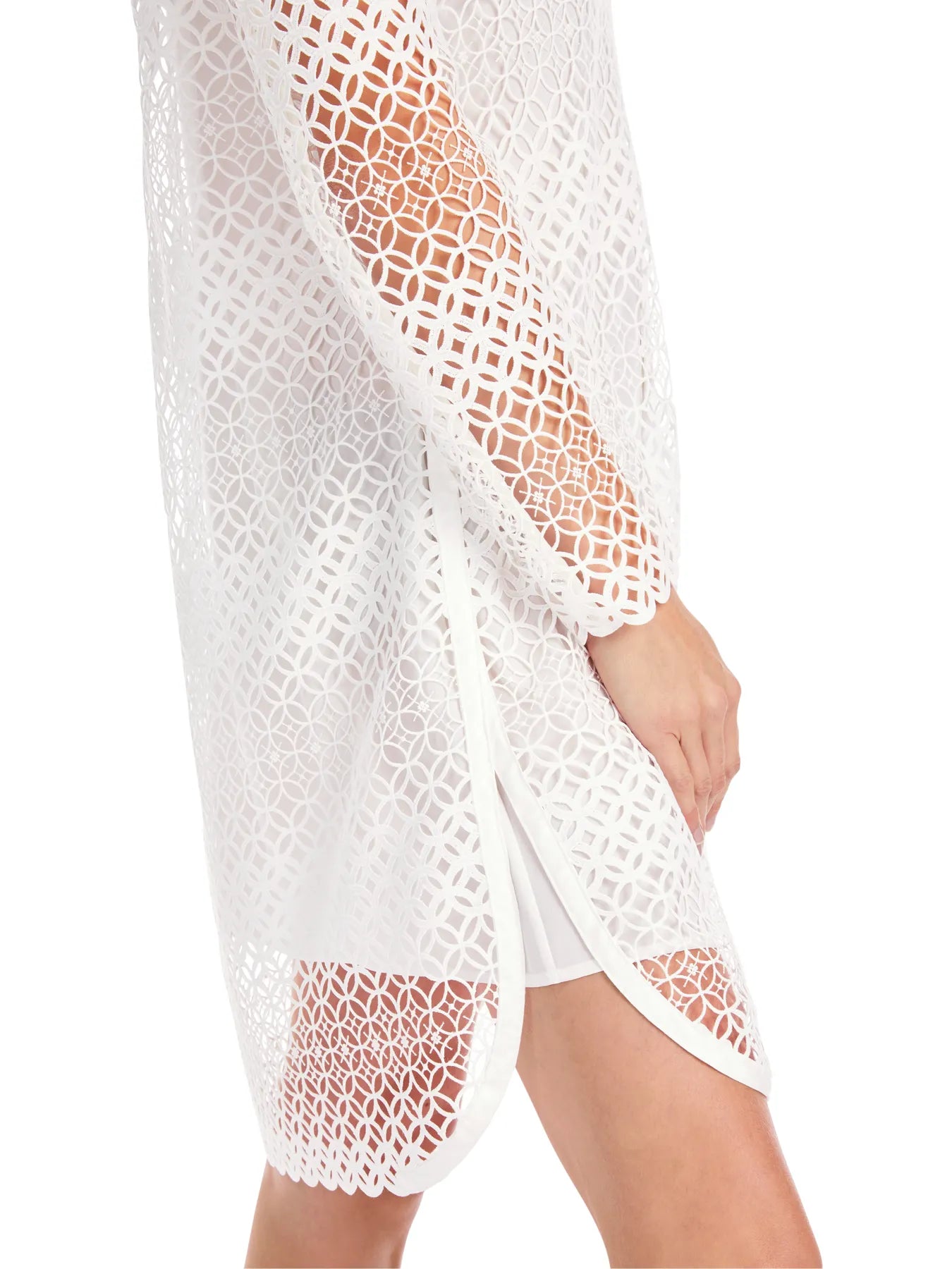 MARC CAIN YC 21.34 W63 Kurzes Kleid aus Lochspitze Weiß