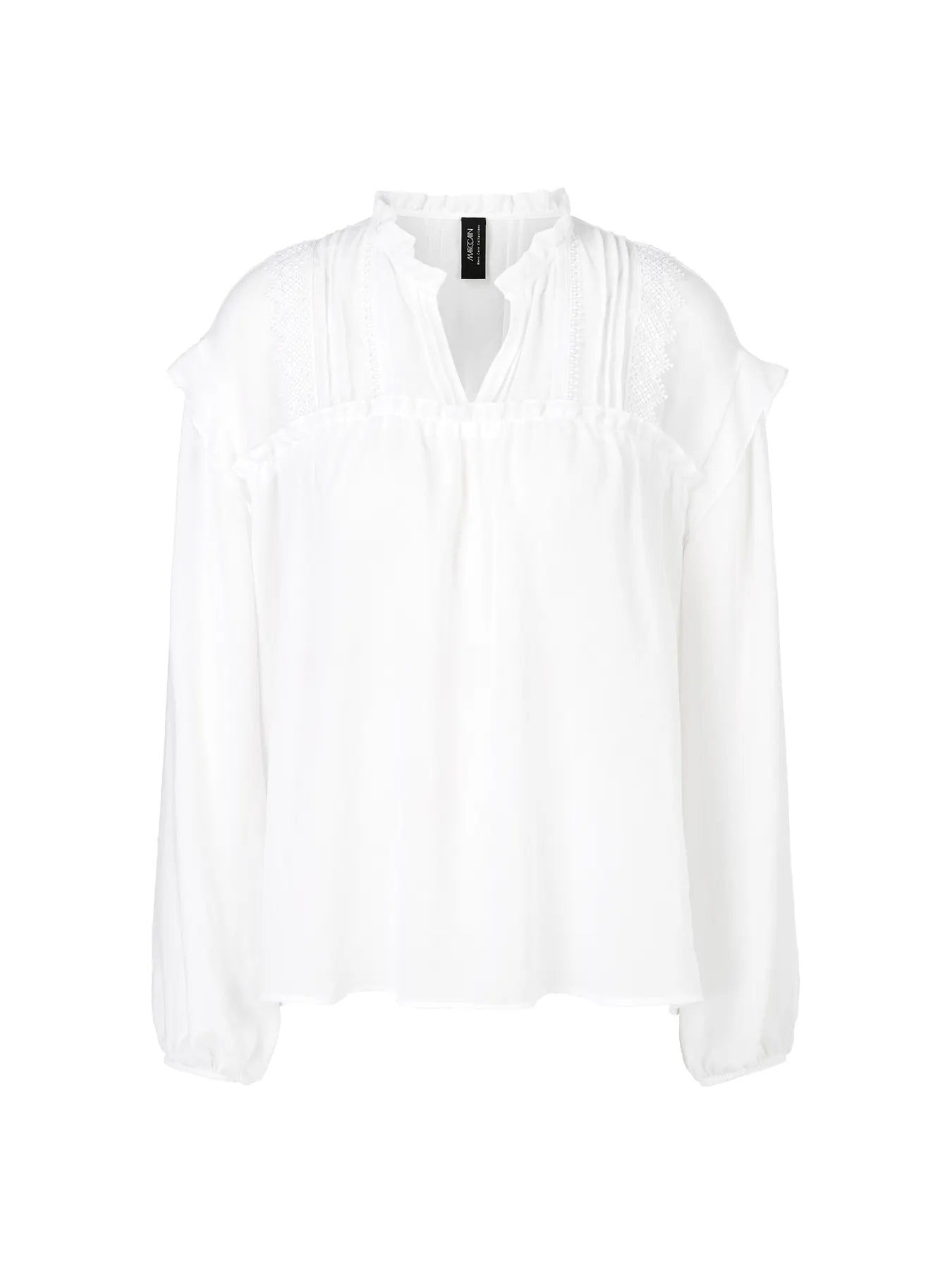 MARC CAIN YC 51.36 W30 Rethink Together Bluse mit Spitze Weiß