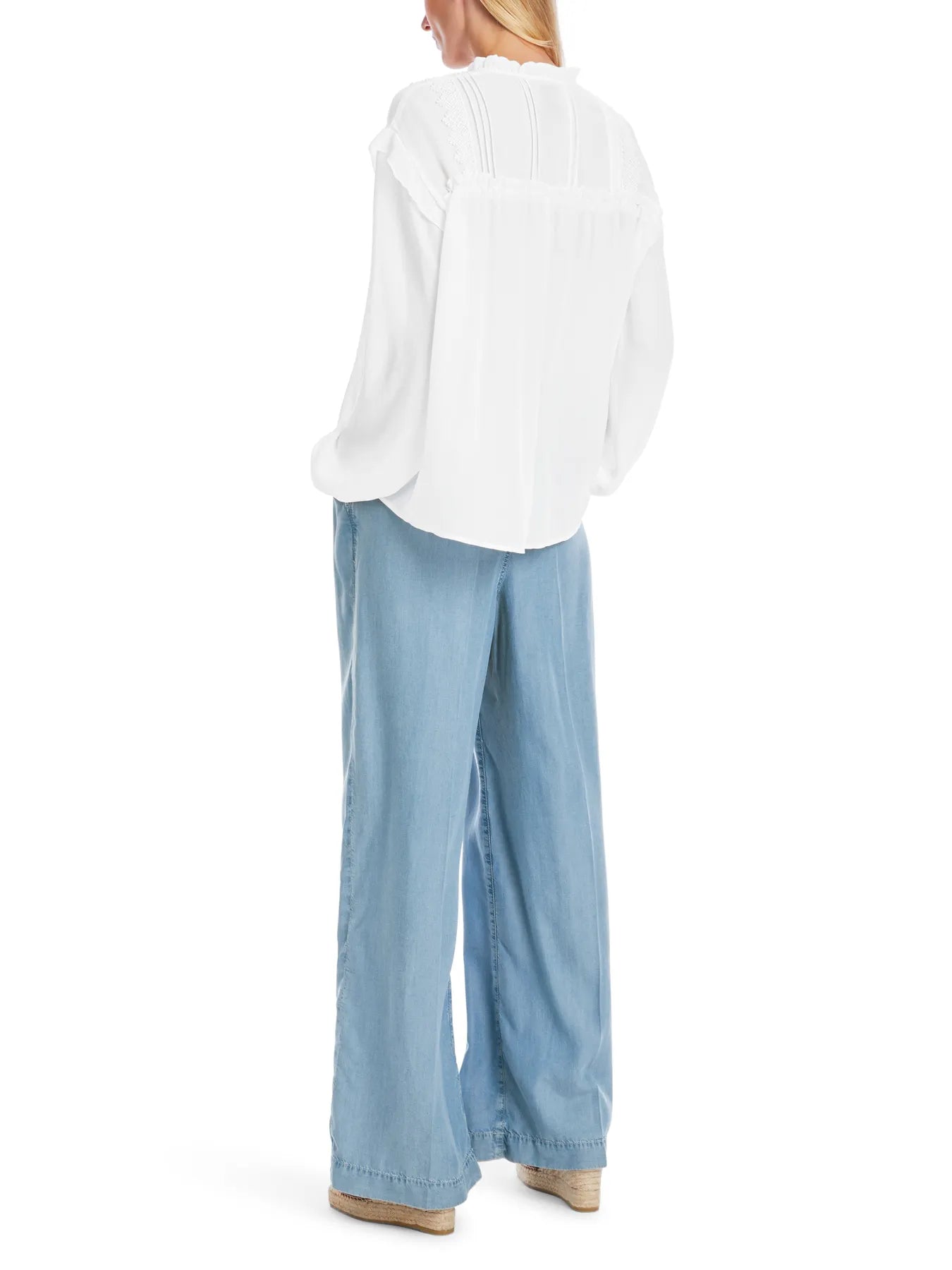 MARC CAIN YC 51.36 W30 Rethink Together Bluse mit Spitze Weiß