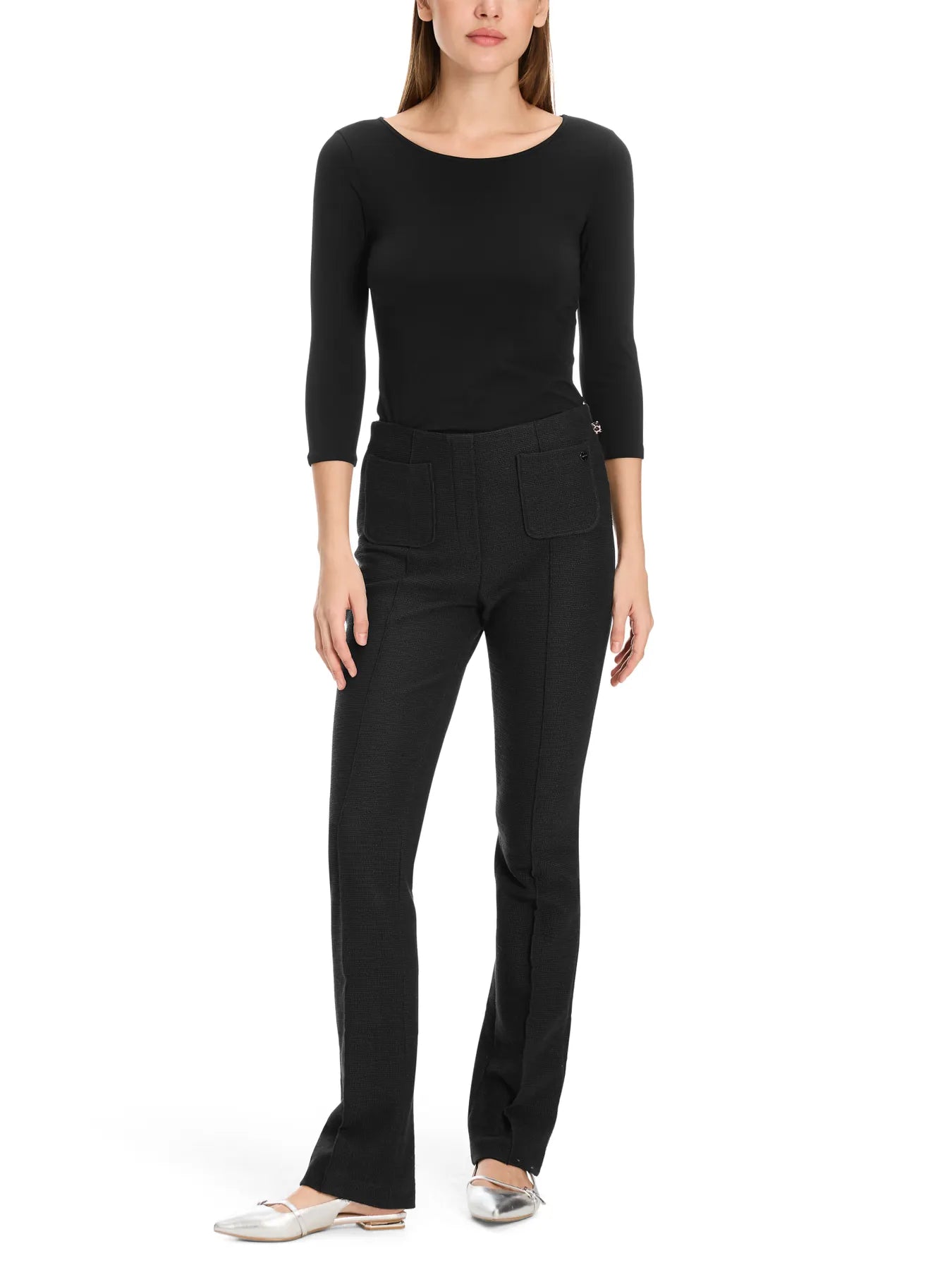 MARC CAIN +E 48.12 J03 Hauchzartes Longsleeve schwarz black 900