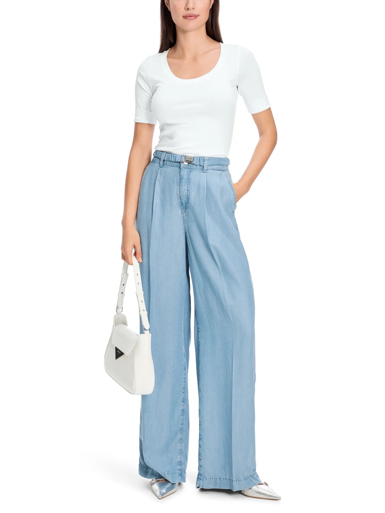 MARC CAIN +E 48.69 J14 hochwertiges Basic-Shirt weiss white 100