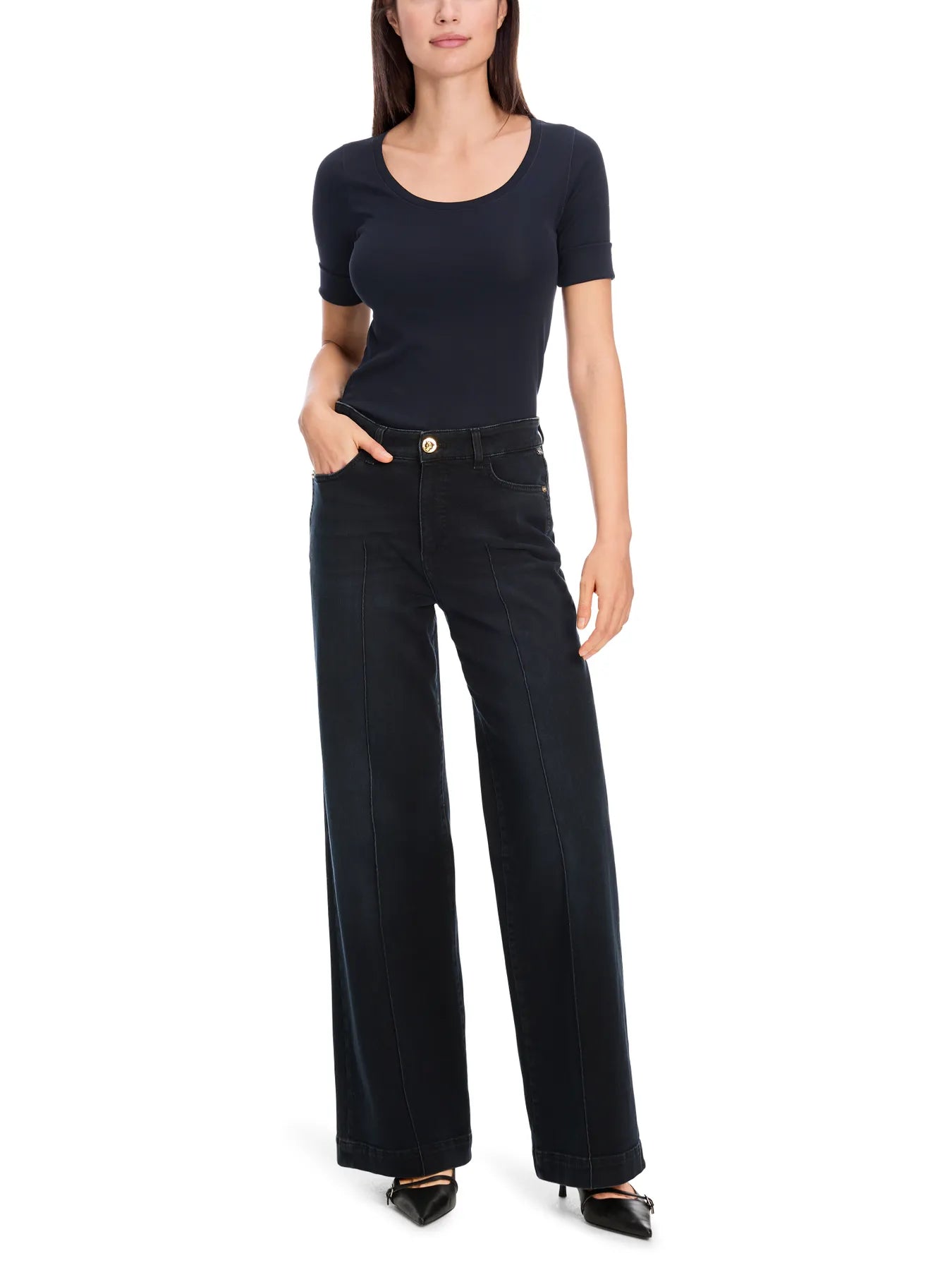 MARC CAIN +E 48.69 J14 Hochwertiges Basic-Shirt midnight blue 395