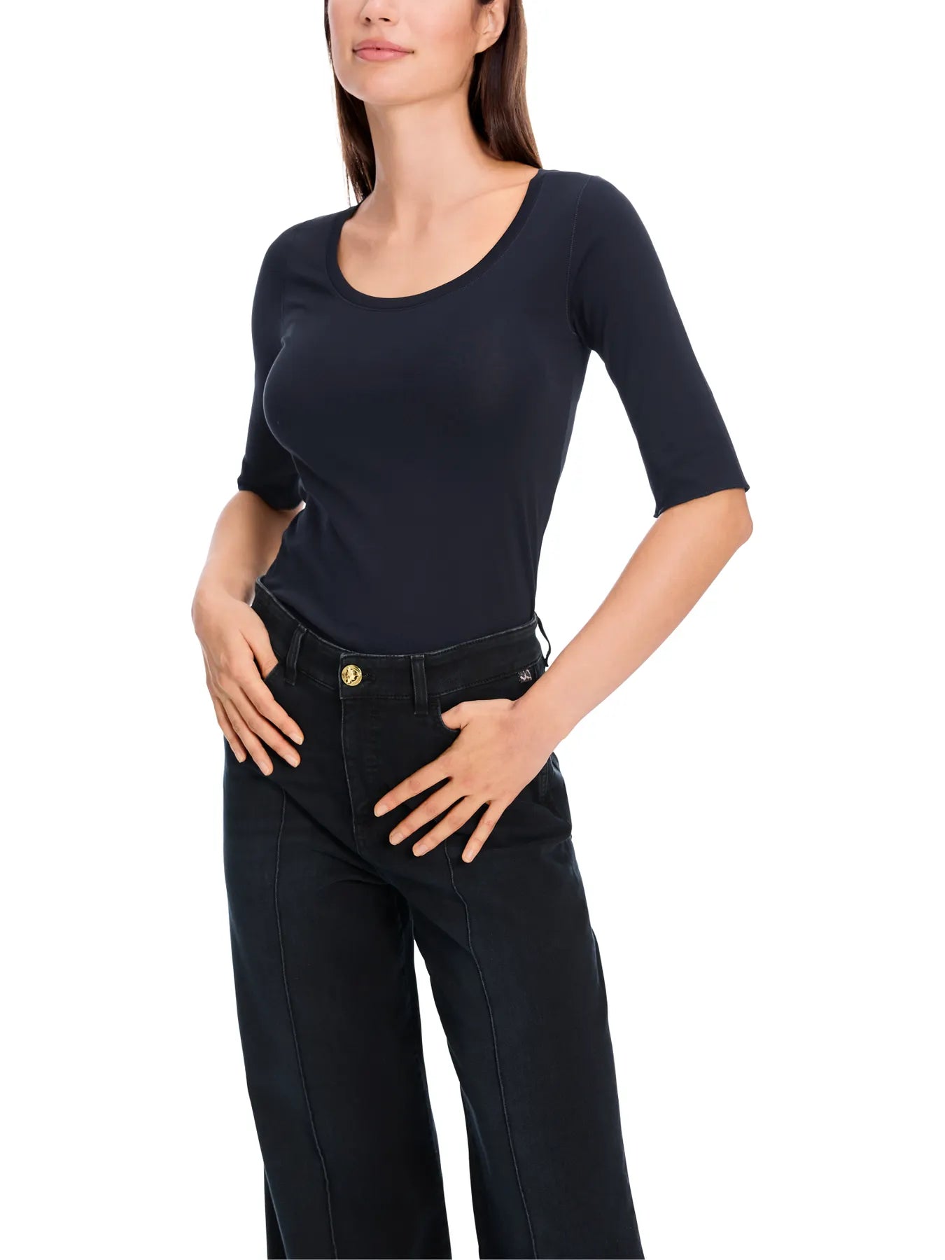 MARC CAIN +E 48.69 J14 Hochwertiges Basic-Shirt midnight blue 395